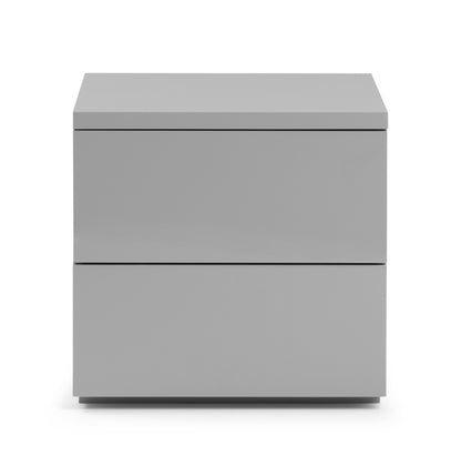 Julian Bowen Bedside Table Monaco 2 Drw Bedside - Grey Gloss Bed Kings