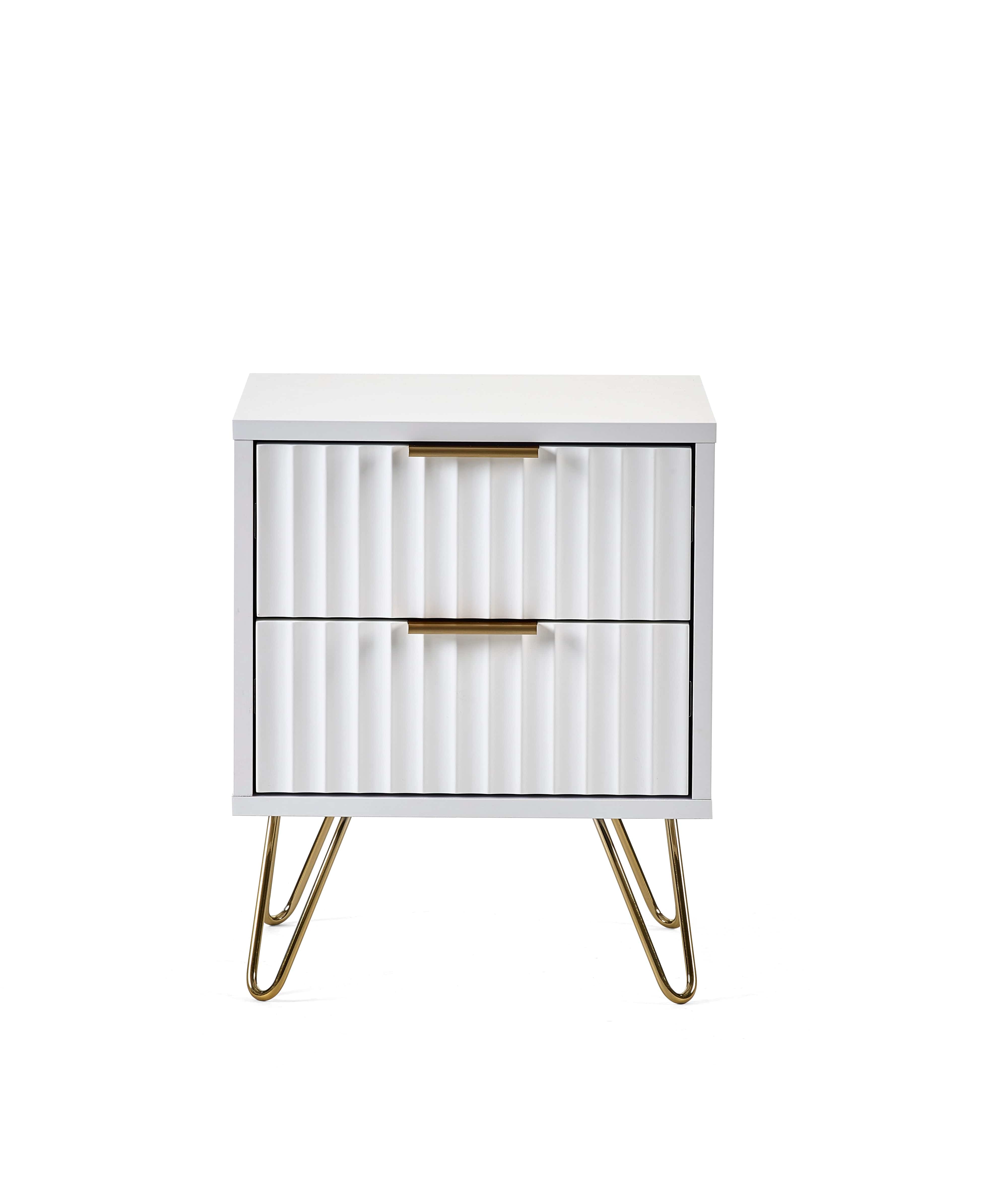 Julian Bowen Bedside Table Murano 2 Drawer Bedside - Matt White Bed Kings