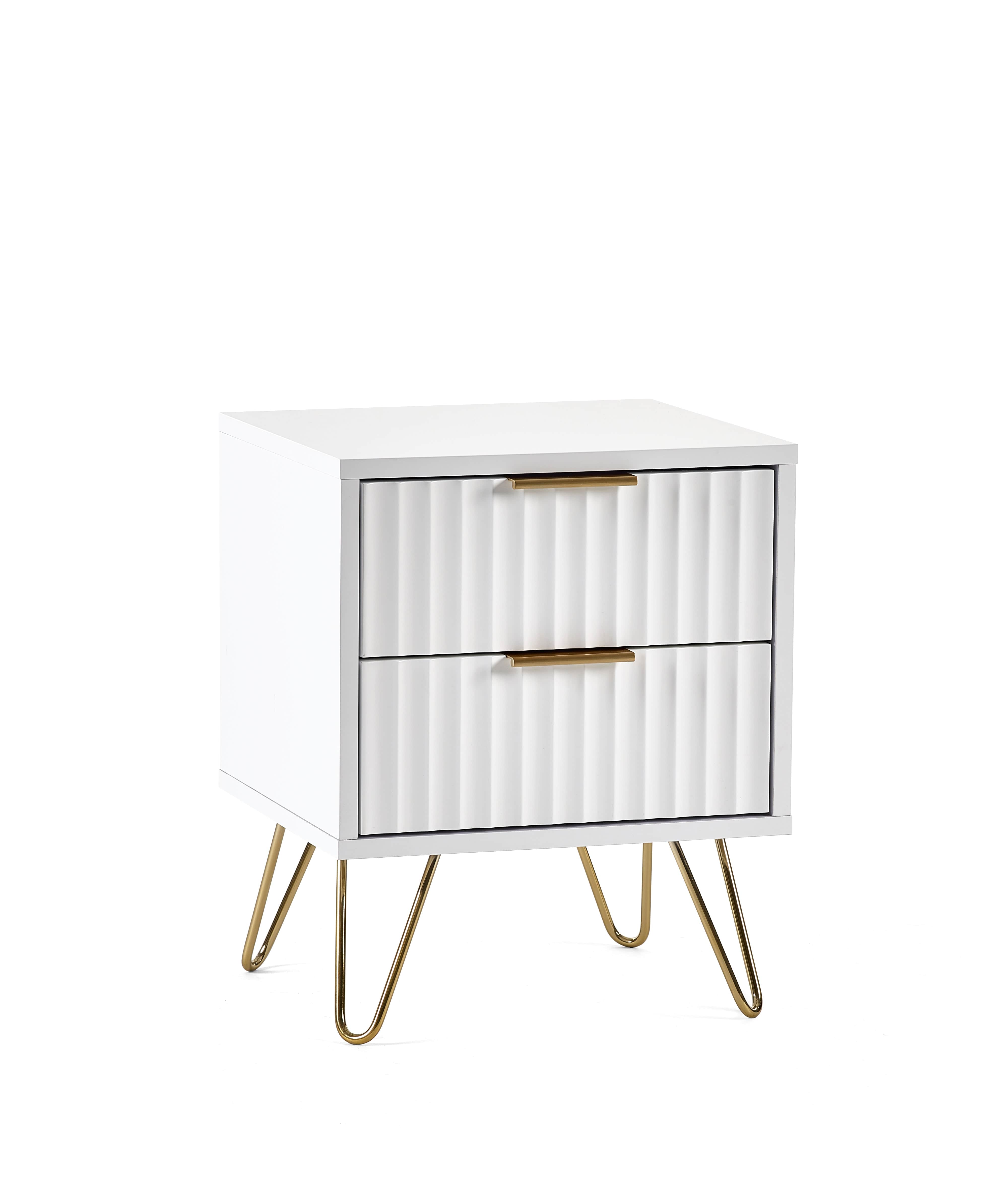 Julian Bowen Bedside Table Murano 2 Drawer Bedside - Matt White Bed Kings