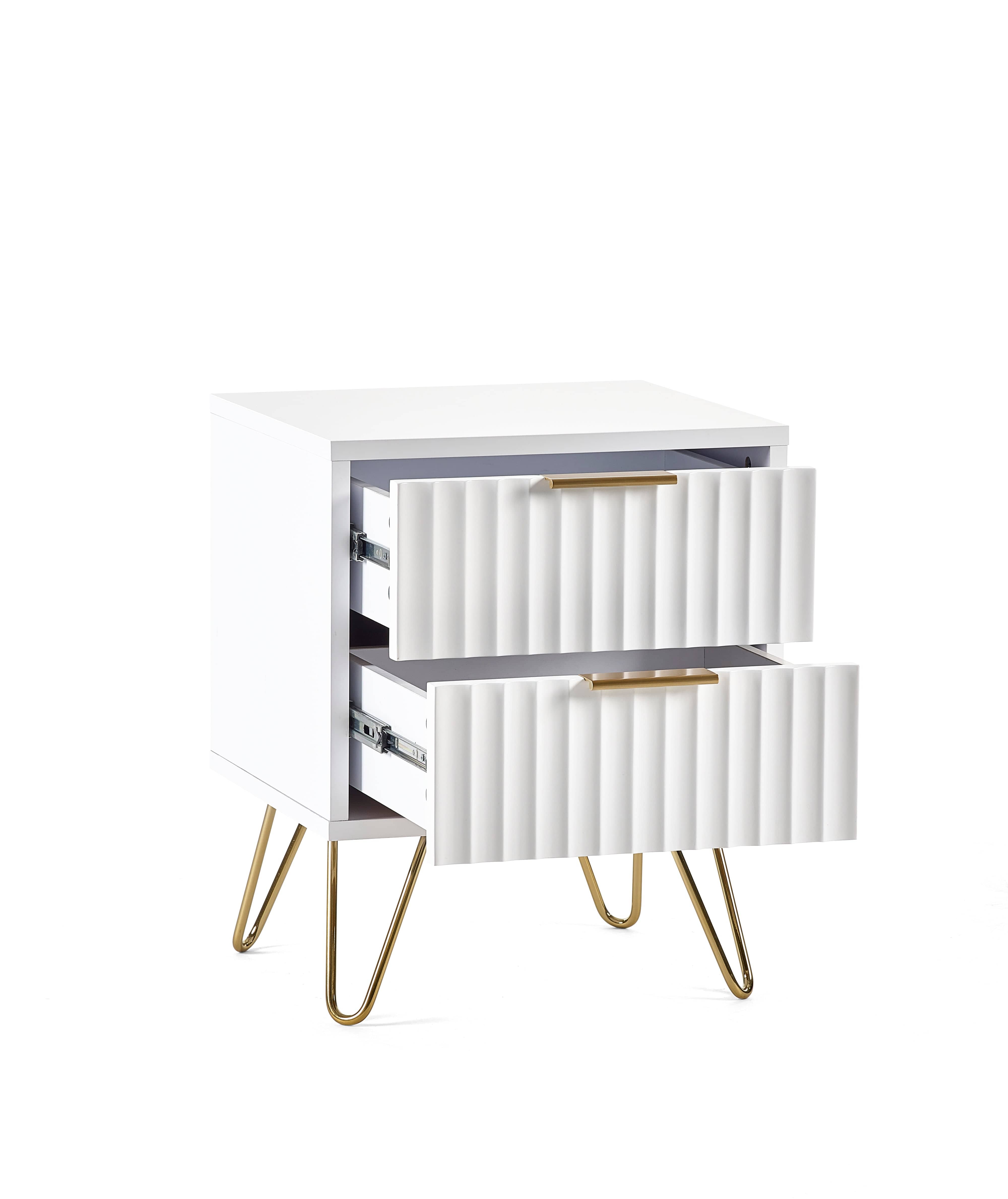 Julian Bowen Bedside Table Murano 2 Drawer Bedside - Matt White Bed Kings