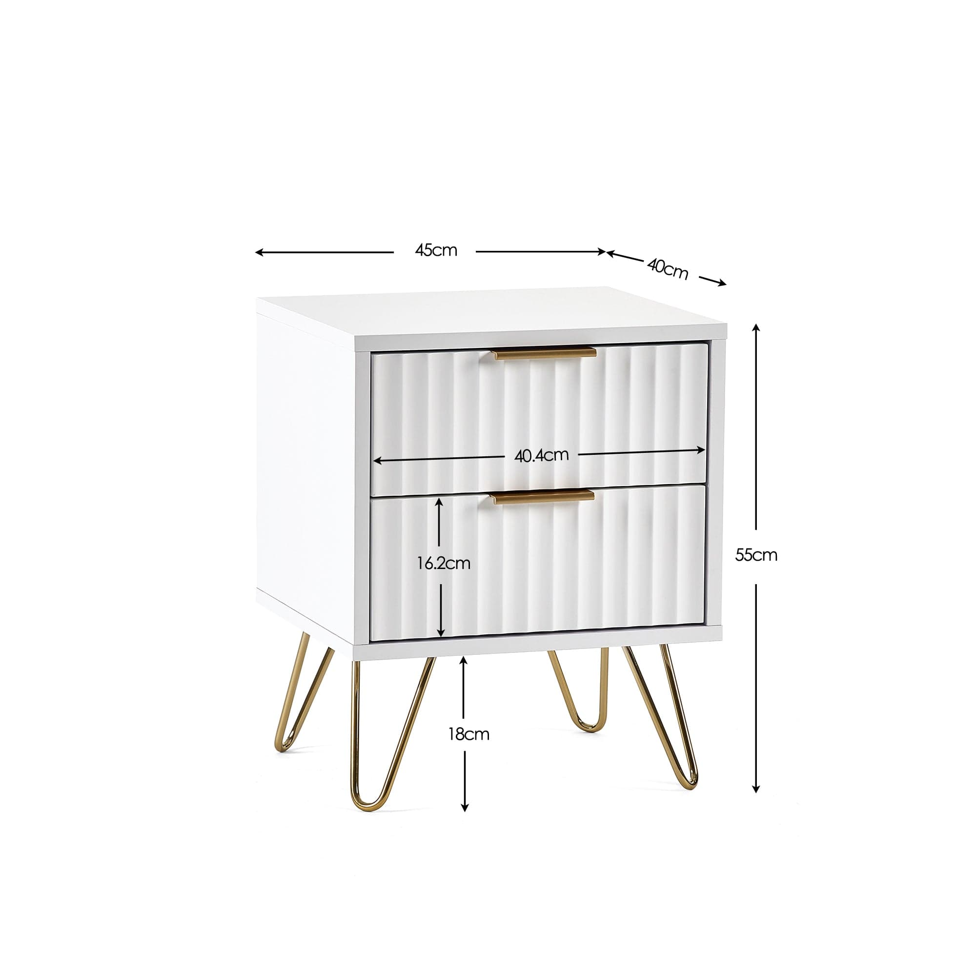 Julian Bowen Bedside Table Murano 2 Drawer Bedside - Matt White Bed Kings