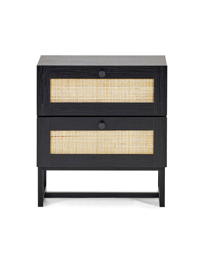 Julian Bowen Bedside Table Padstow 2 Drawer Bedside - Black Bed Kings