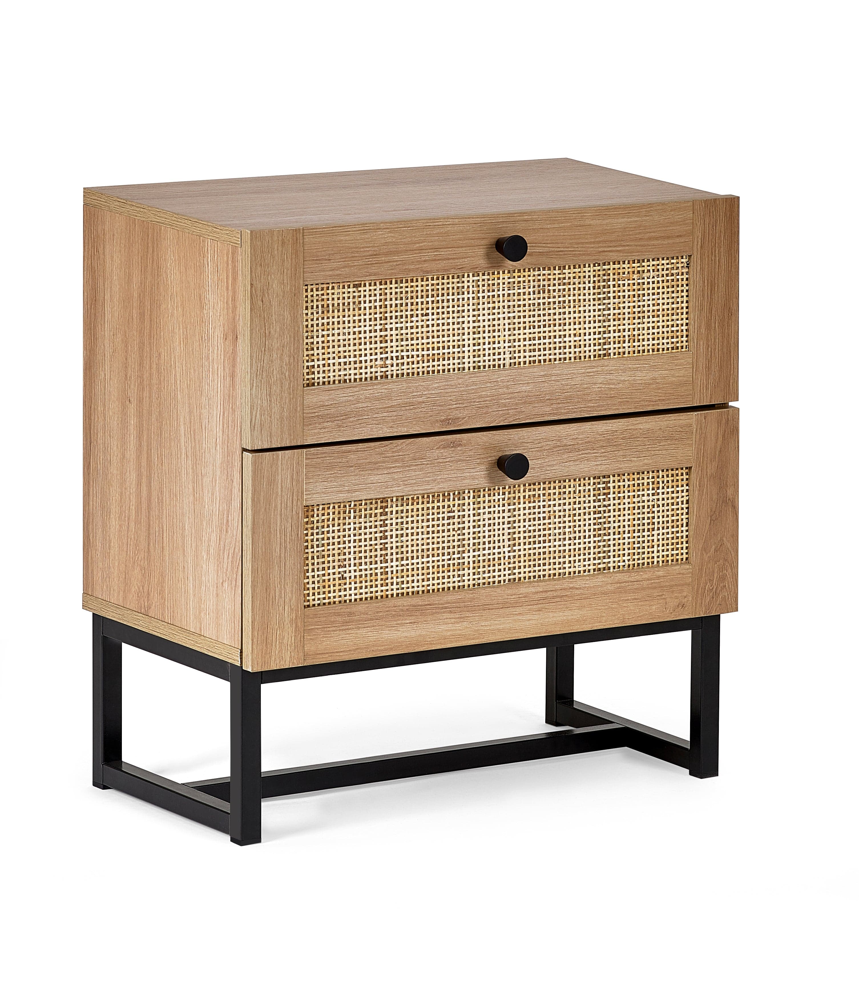 Julian Bowen Bedside Table Padstow 2 Drawer Bedside - Oak Bed Kings