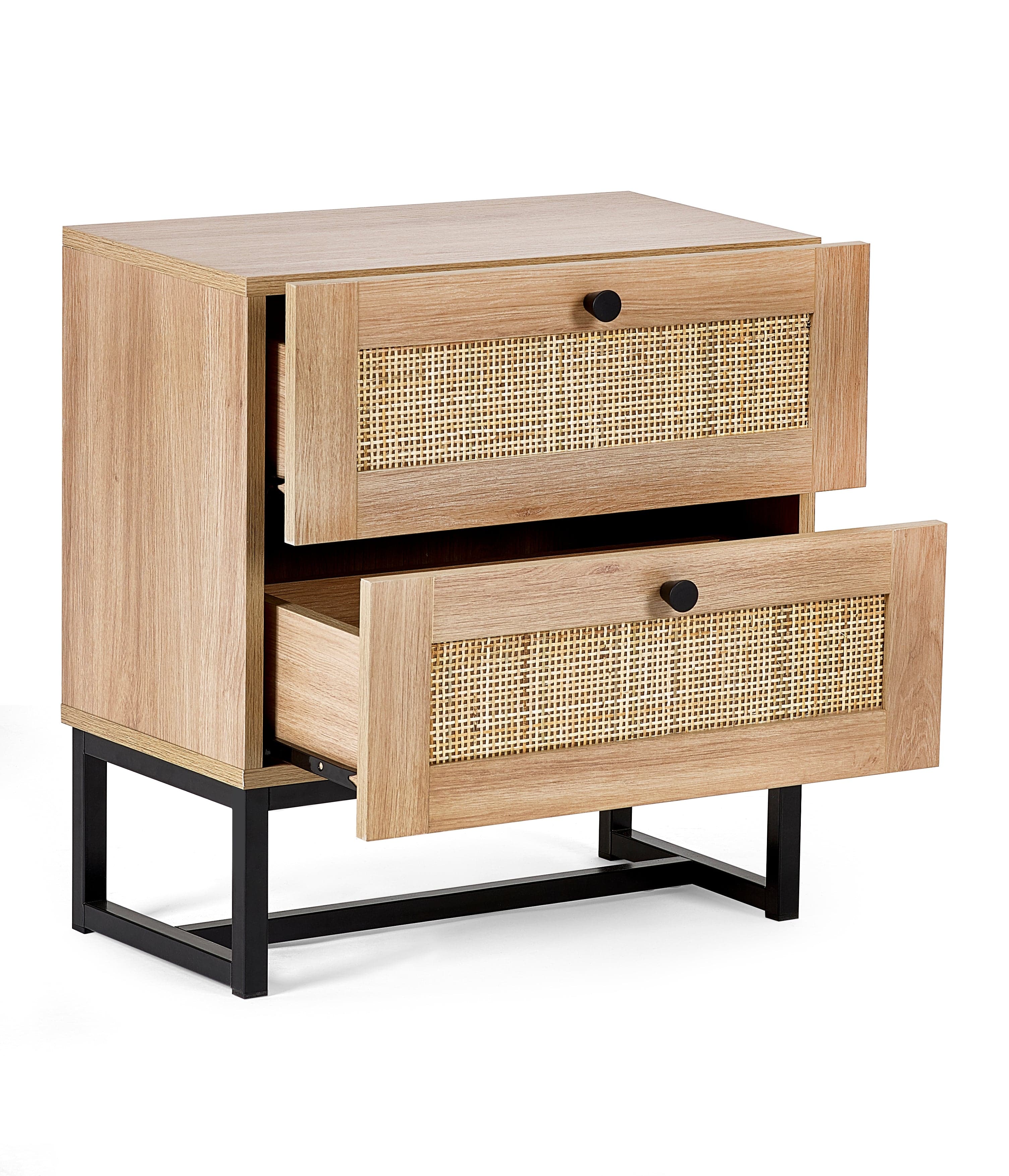 Julian Bowen Bedside Table Padstow 2 Drawer Bedside - Oak Bed Kings