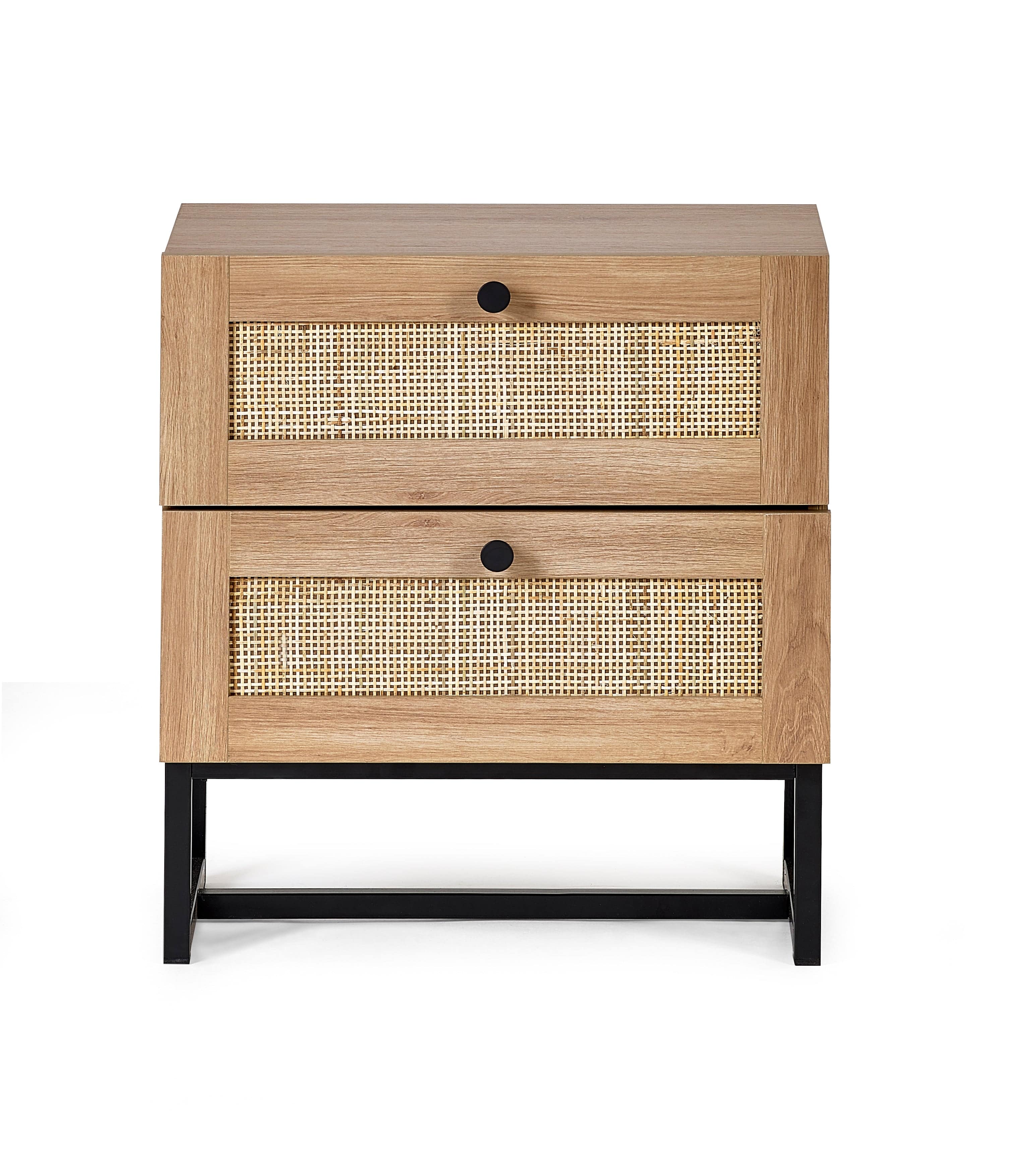 Julian Bowen Bedside Table Padstow 2 Drawer Bedside - Oak Bed Kings