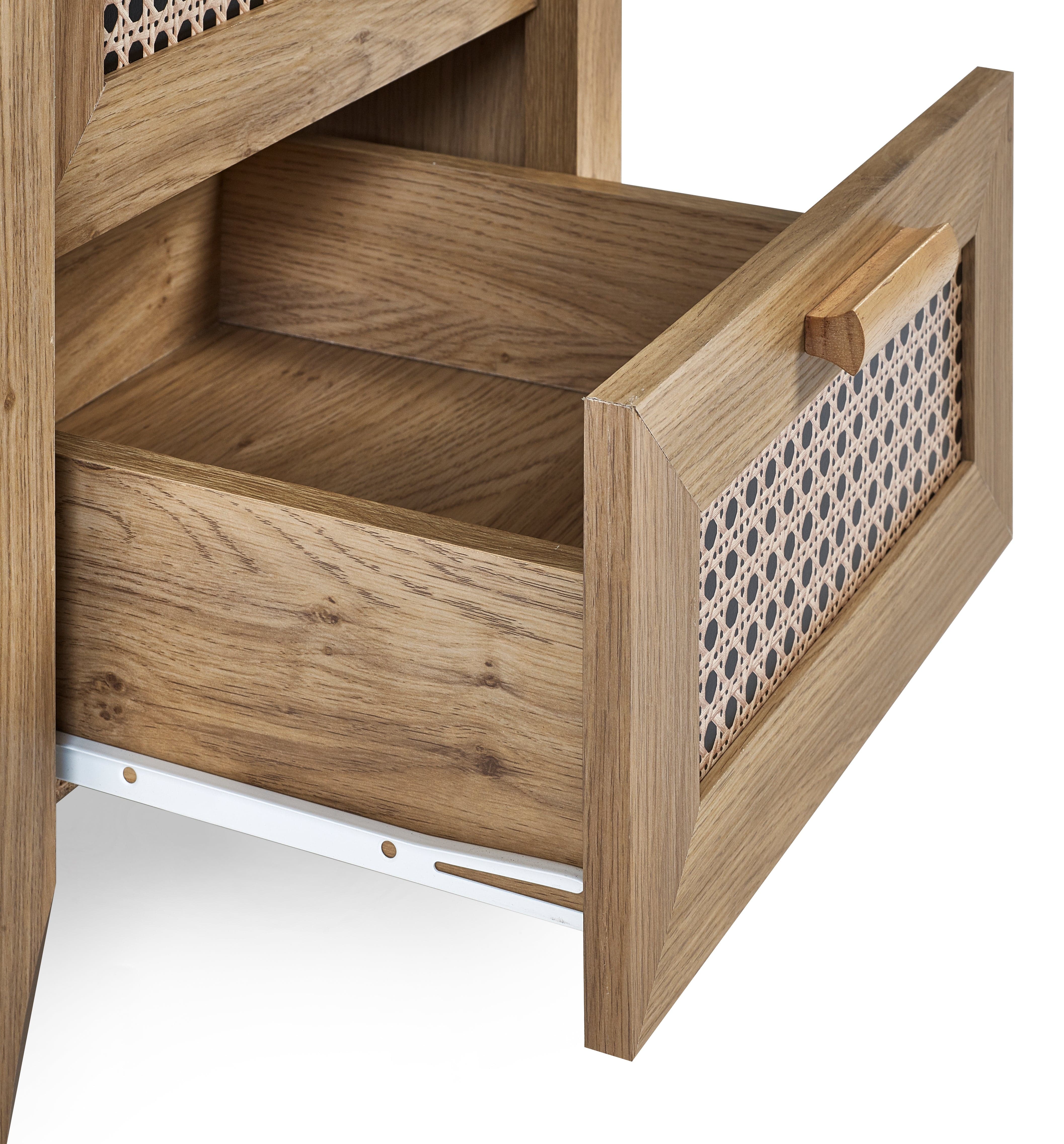 Julian Bowen Bedside Table Sydney 2 Drawer Bedside - Rattan Effect Bed Kings