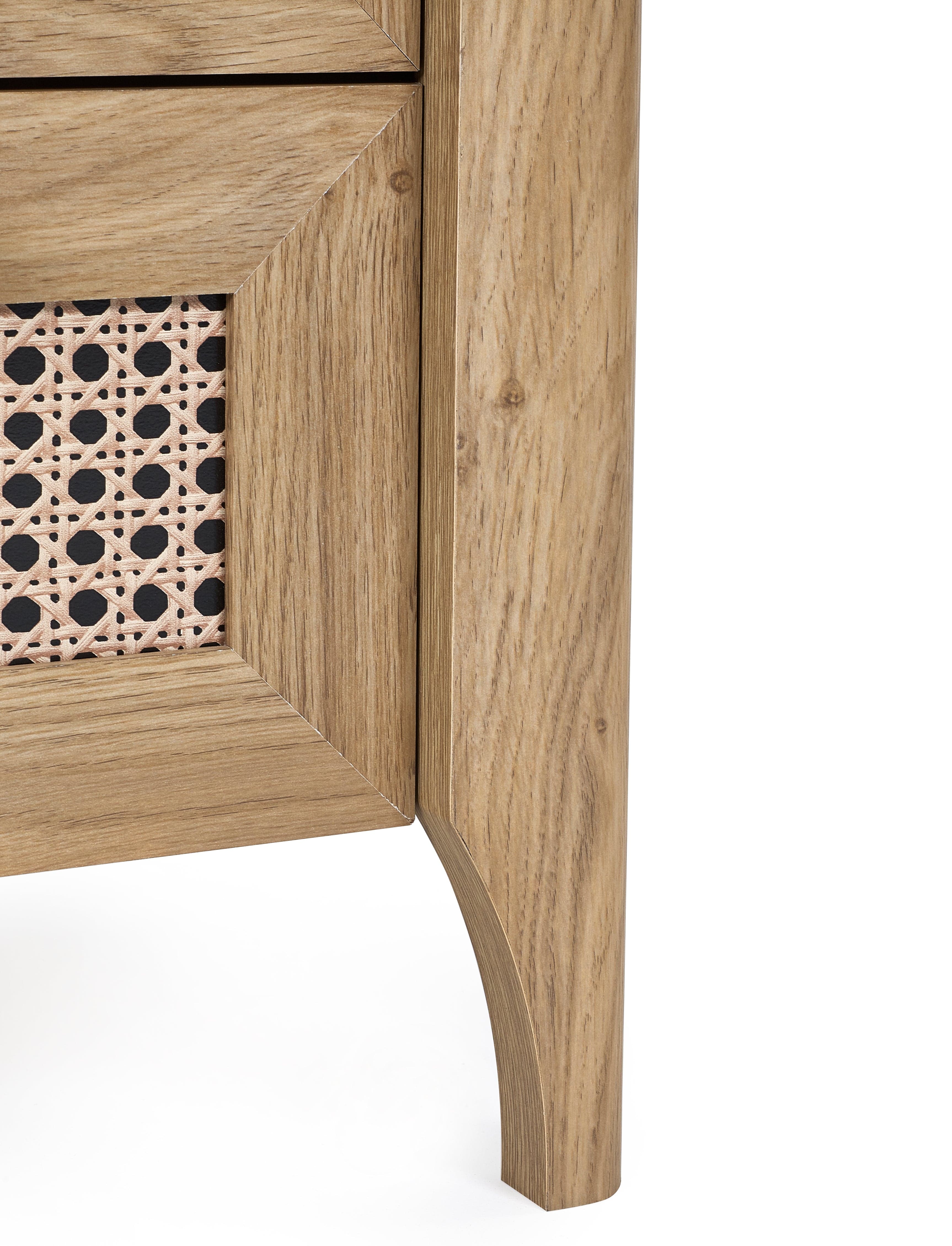 Julian Bowen Bedside Table Sydney 2 Drawer Bedside - Rattan Effect Bed Kings