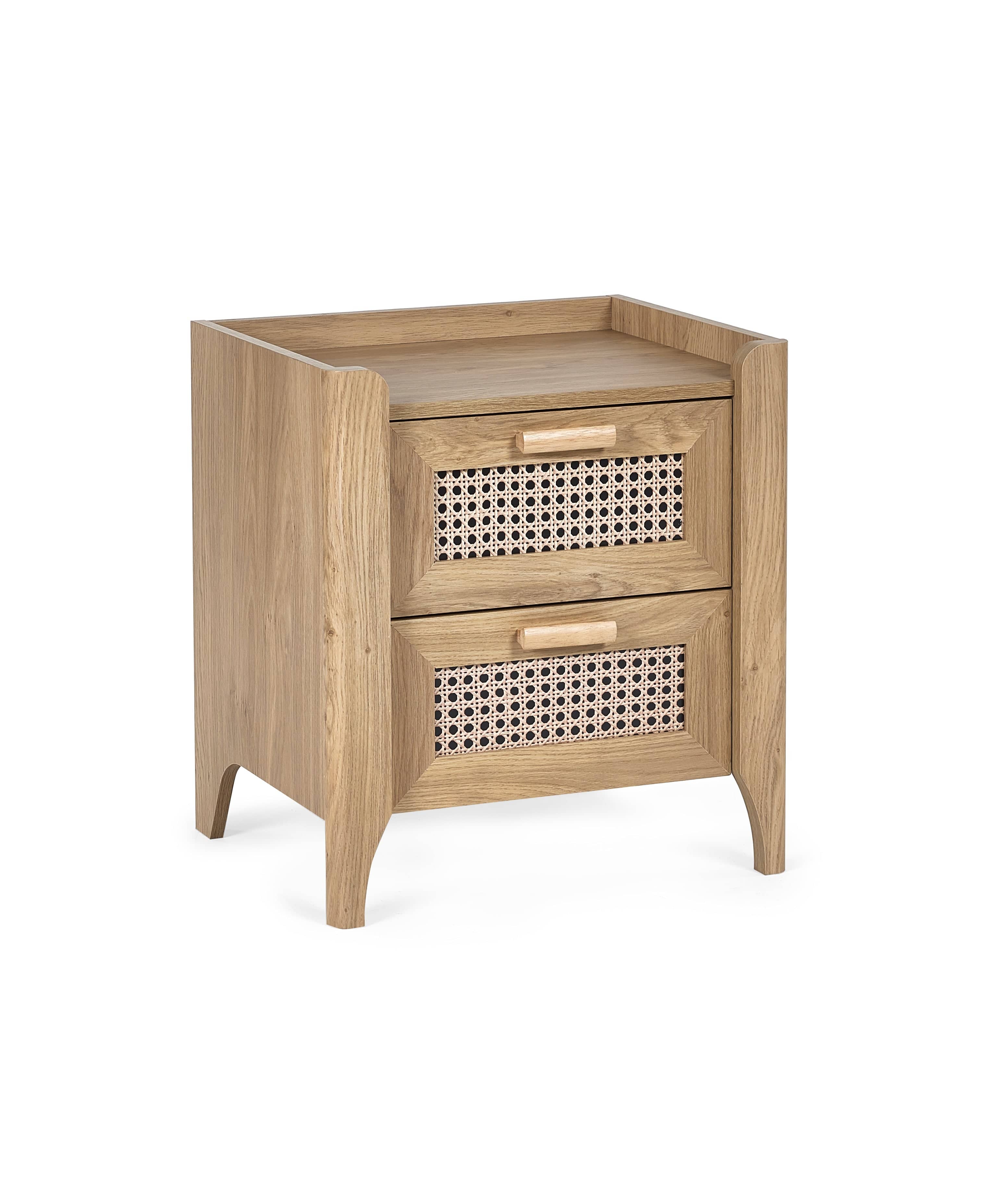 Julian Bowen Bedside Table Sydney 2 Drawer Bedside - Rattan Effect Bed Kings