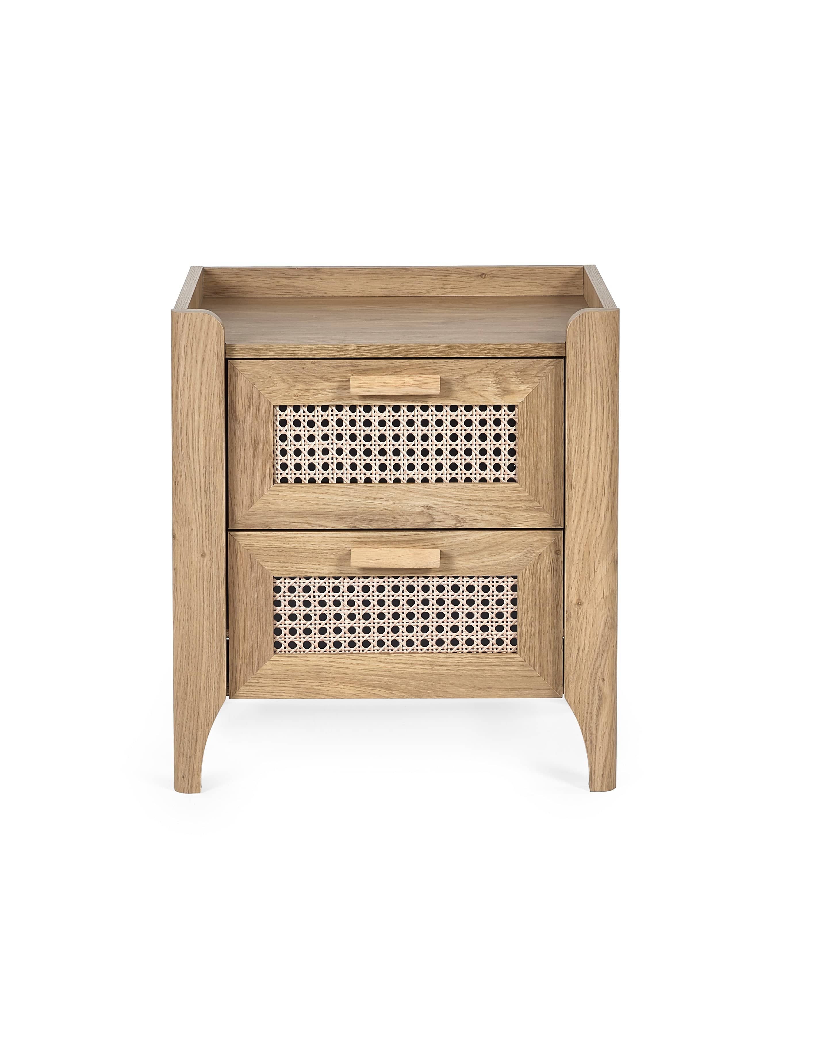 Julian Bowen Bedside Table Sydney 2 Drawer Bedside - Rattan Effect Bed Kings