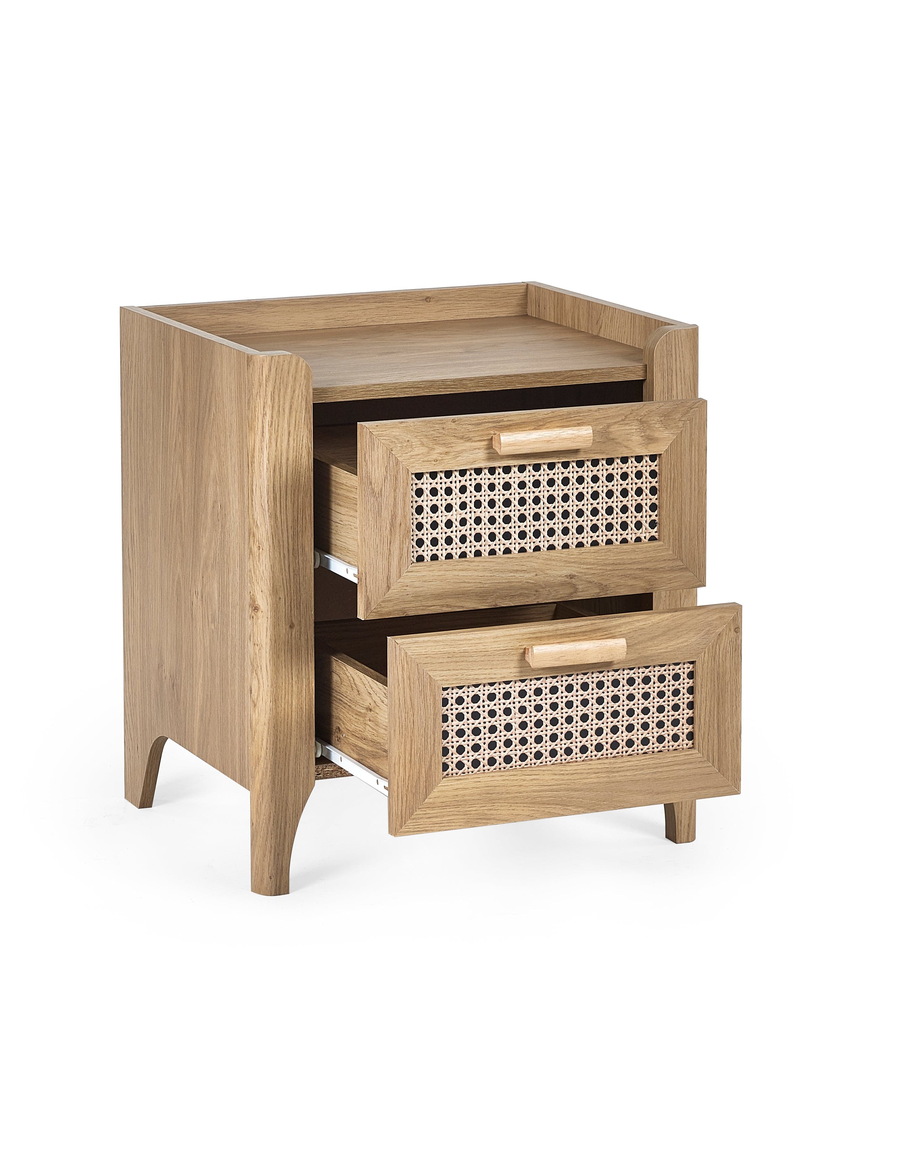 Julian Bowen Bedside Table Sydney 2 Drawer Bedside - Rattan Effect Bed Kings