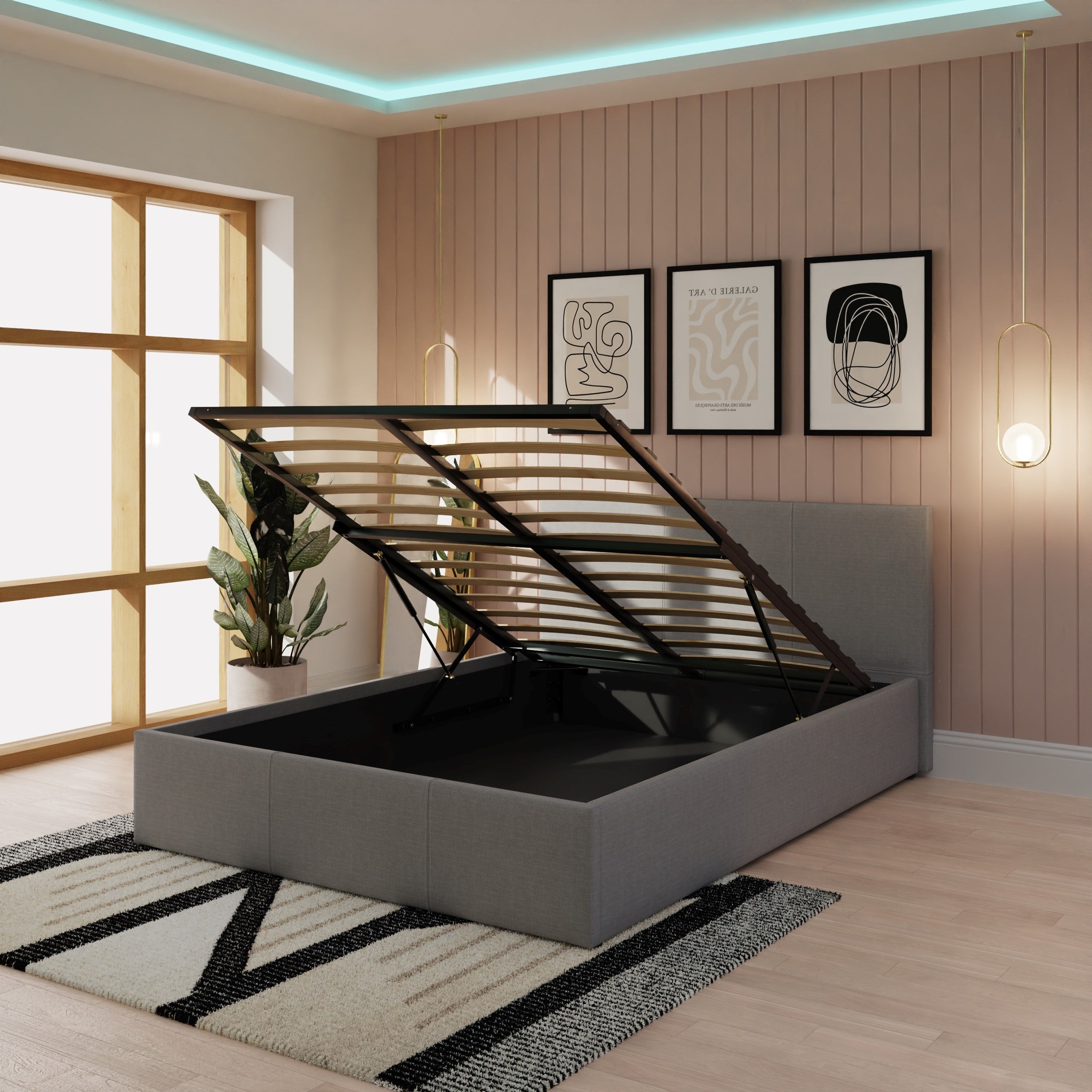 End Lift Ottoman Bed Grey