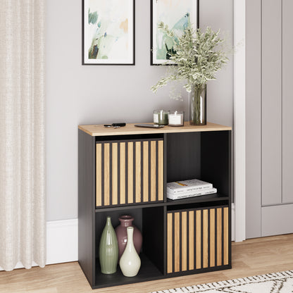 Kube 2X2 Storage Kube Black/Medium Oak