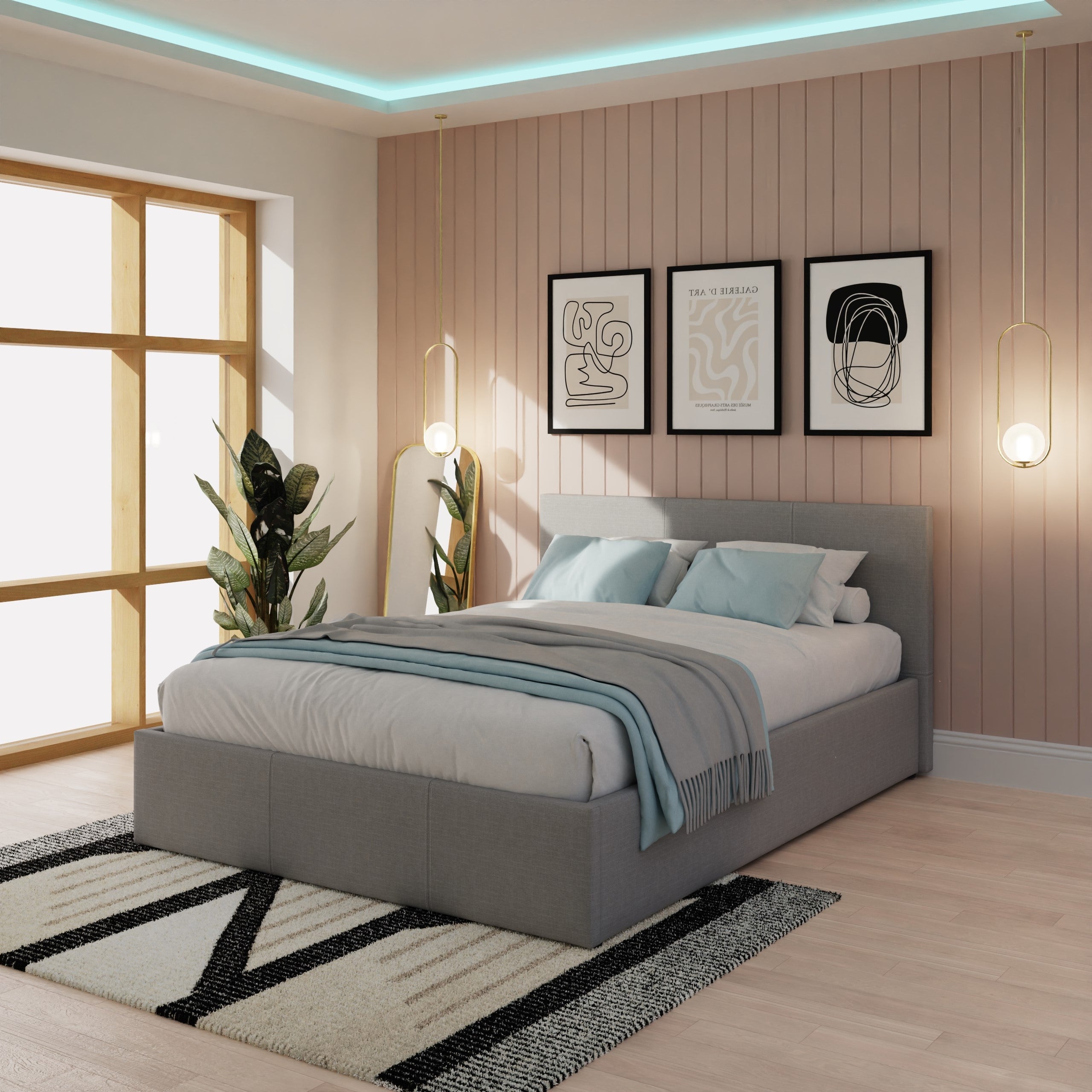 End Lift Ottoman Bed Grey