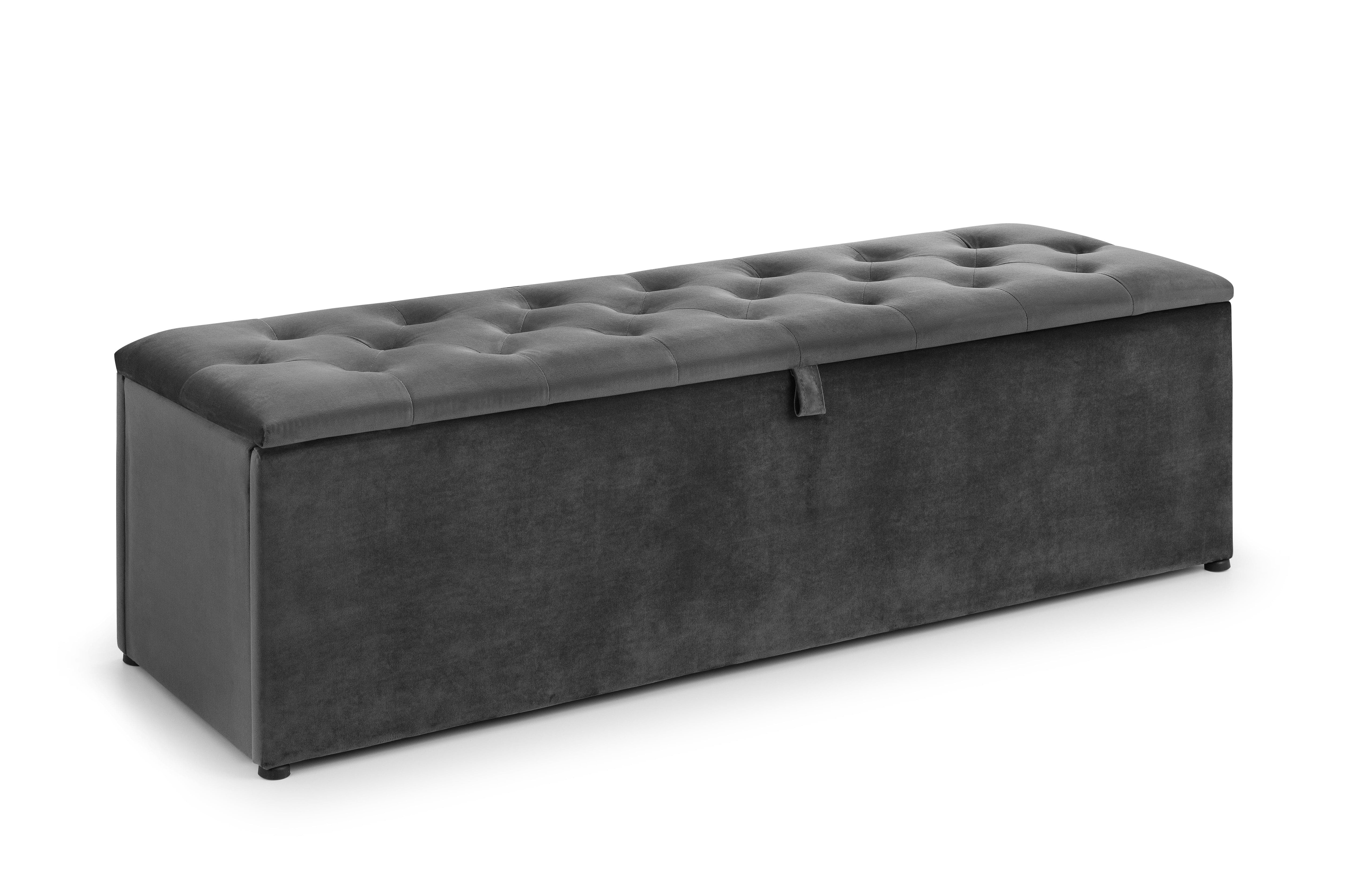 Julian Bowen Blanket Box Ravello Blanket Box Dark Grey Velvet Bed Kings