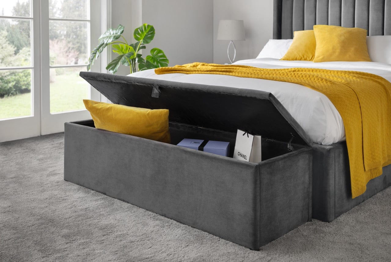 Julian Bowen Blanket Box Ravello Blanket Box Dark Grey Velvet Bed Kings