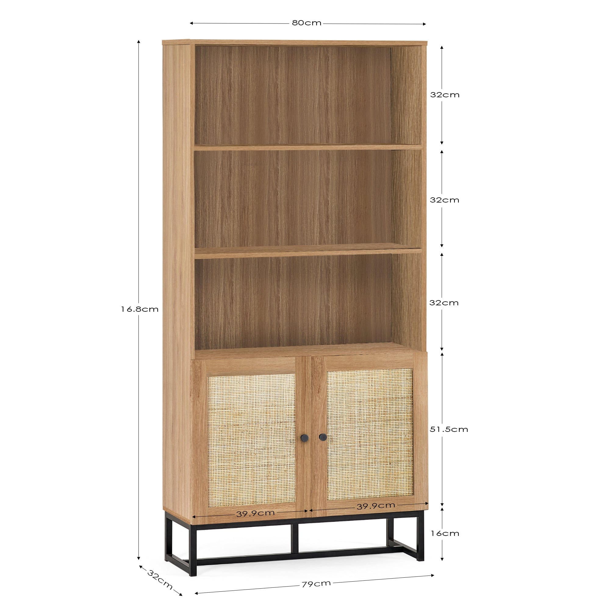 Julian Bowen Bookcase Padstow Tall Bookcase - Oak Bed Kings