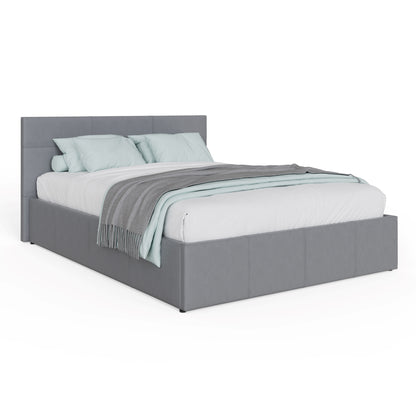 End Lift Ottoman Bed Grey Leather