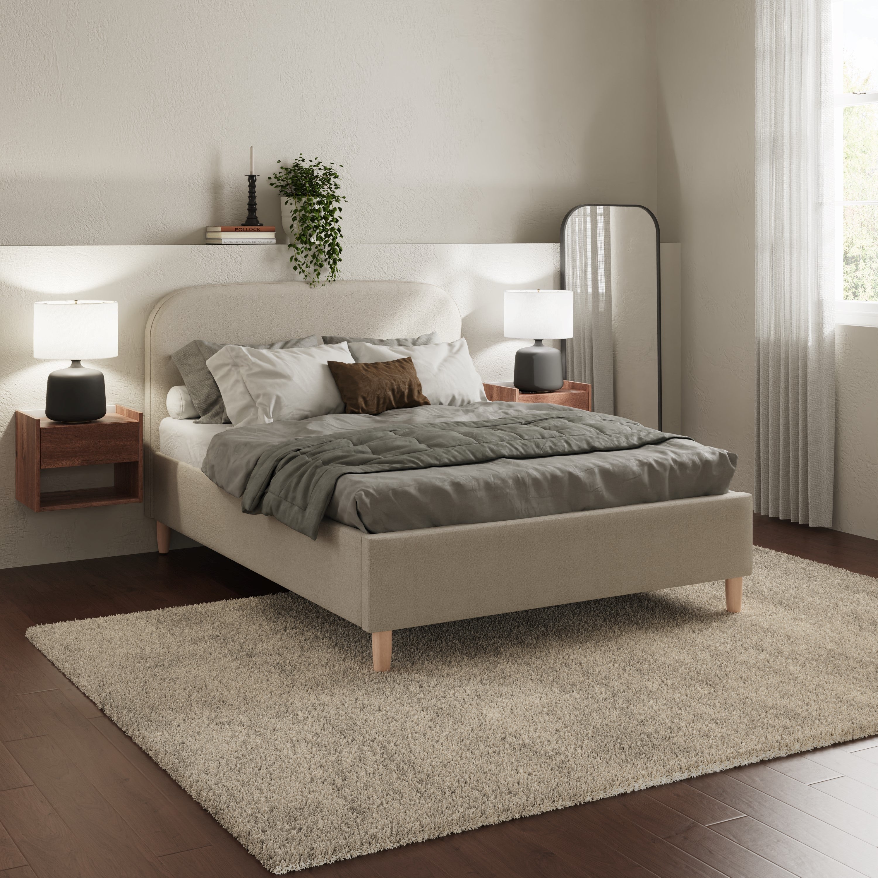 Florence Boucle Ottoman Bed Natural Stone