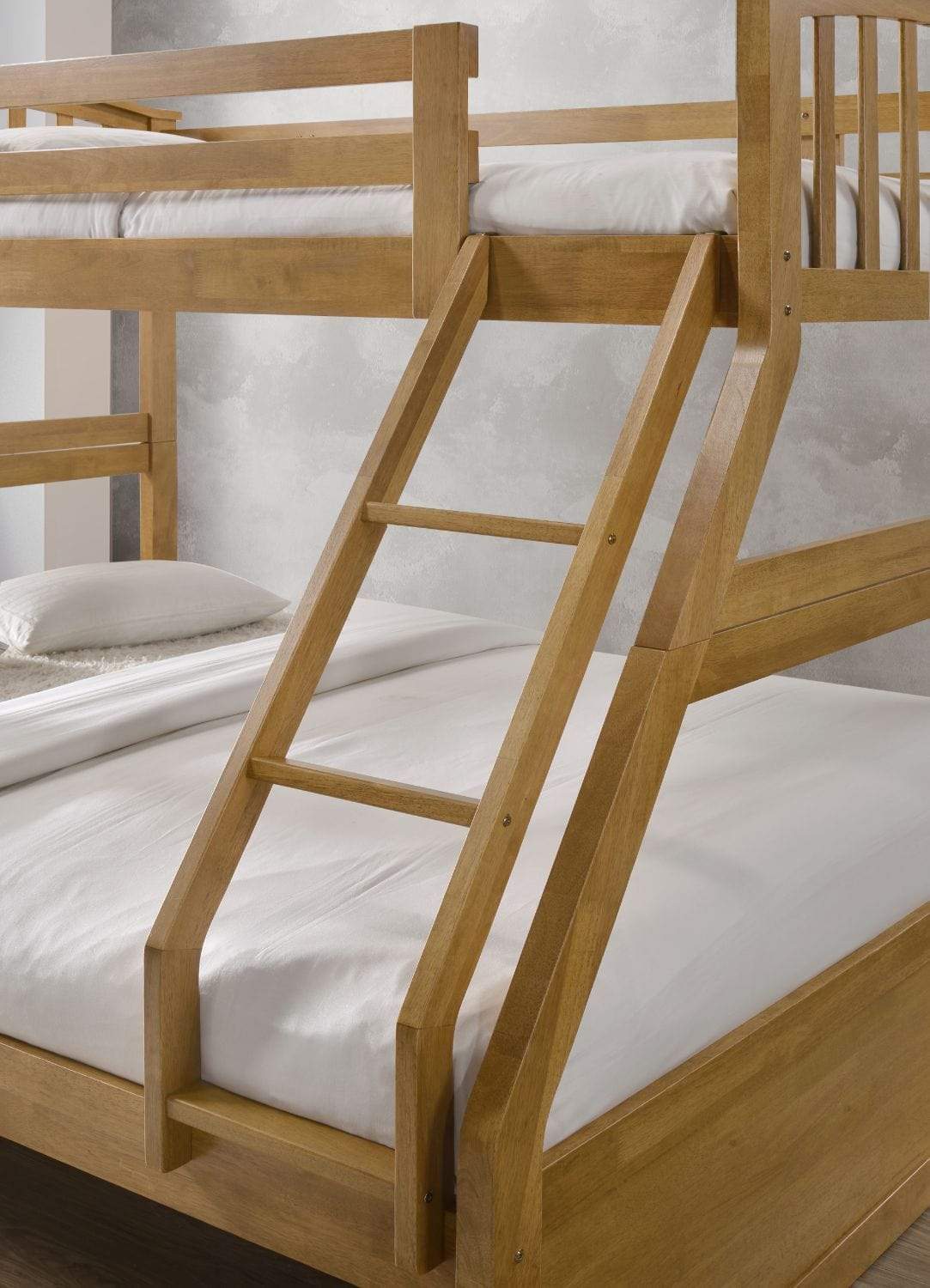 Artisan Bed Company Bunk Bed Archie Triple Bunk Bed Includes 2 X Drawers- Oak Bed Kings
