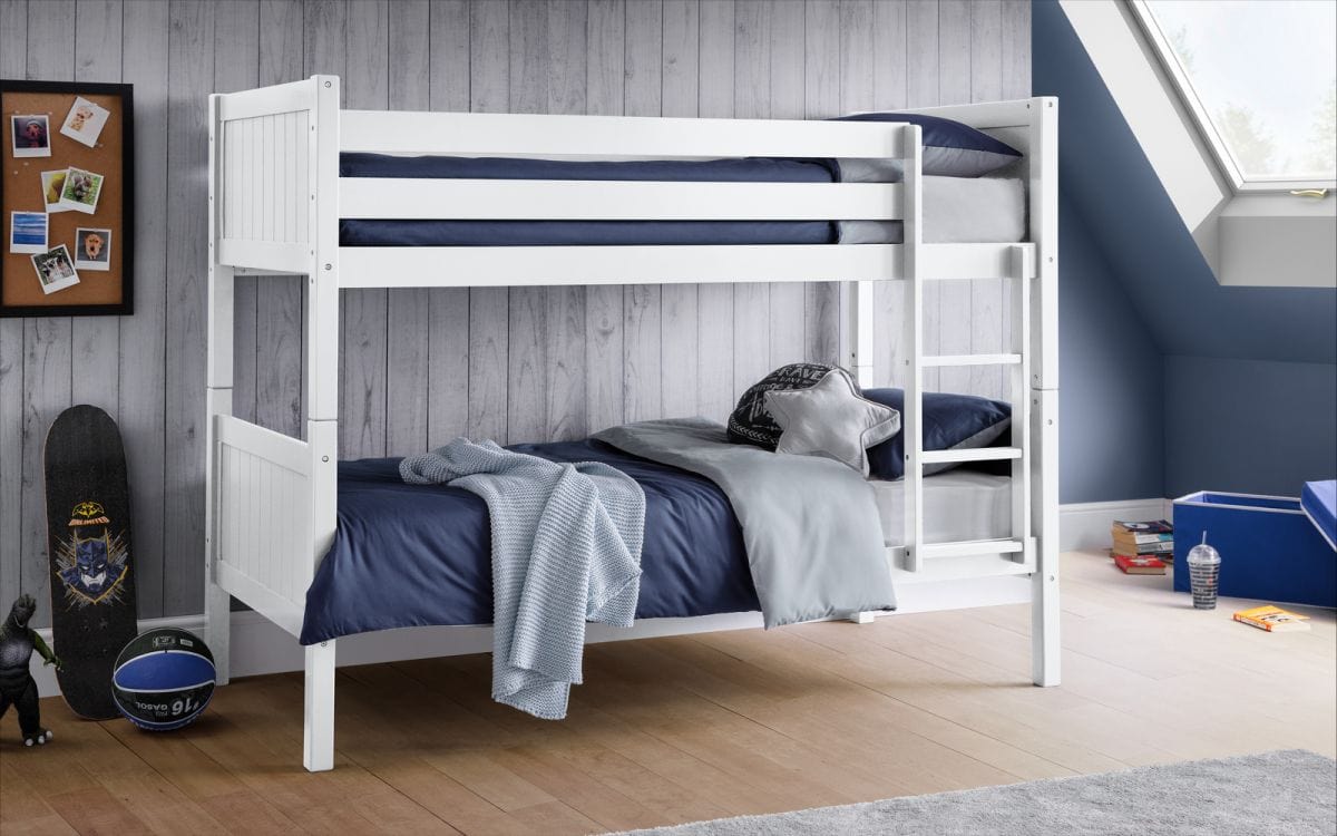 Julian Bowen Bunk Bed Single 90cm 3ft Bella Bunk Bed - White Bed Kings