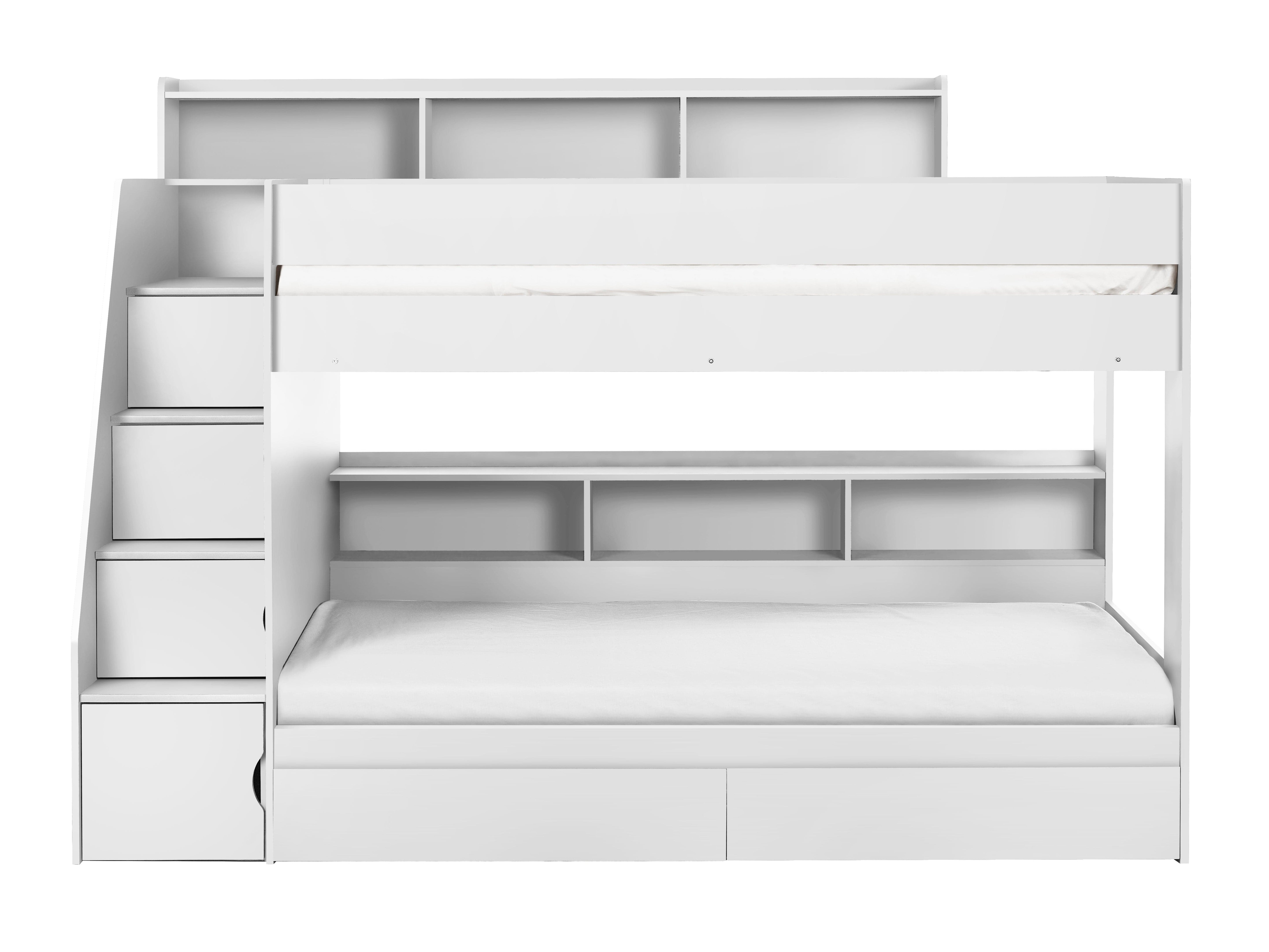 Julian Bowen Bunk Bed Single 90cm 3ft Camelot Staircase Bunk All White Bed Kings