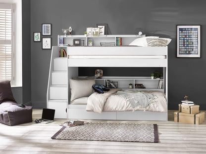 Julian Bowen Bunk Bed Single 90cm 3ft Camelot Staircase Bunk All White Bed Kings