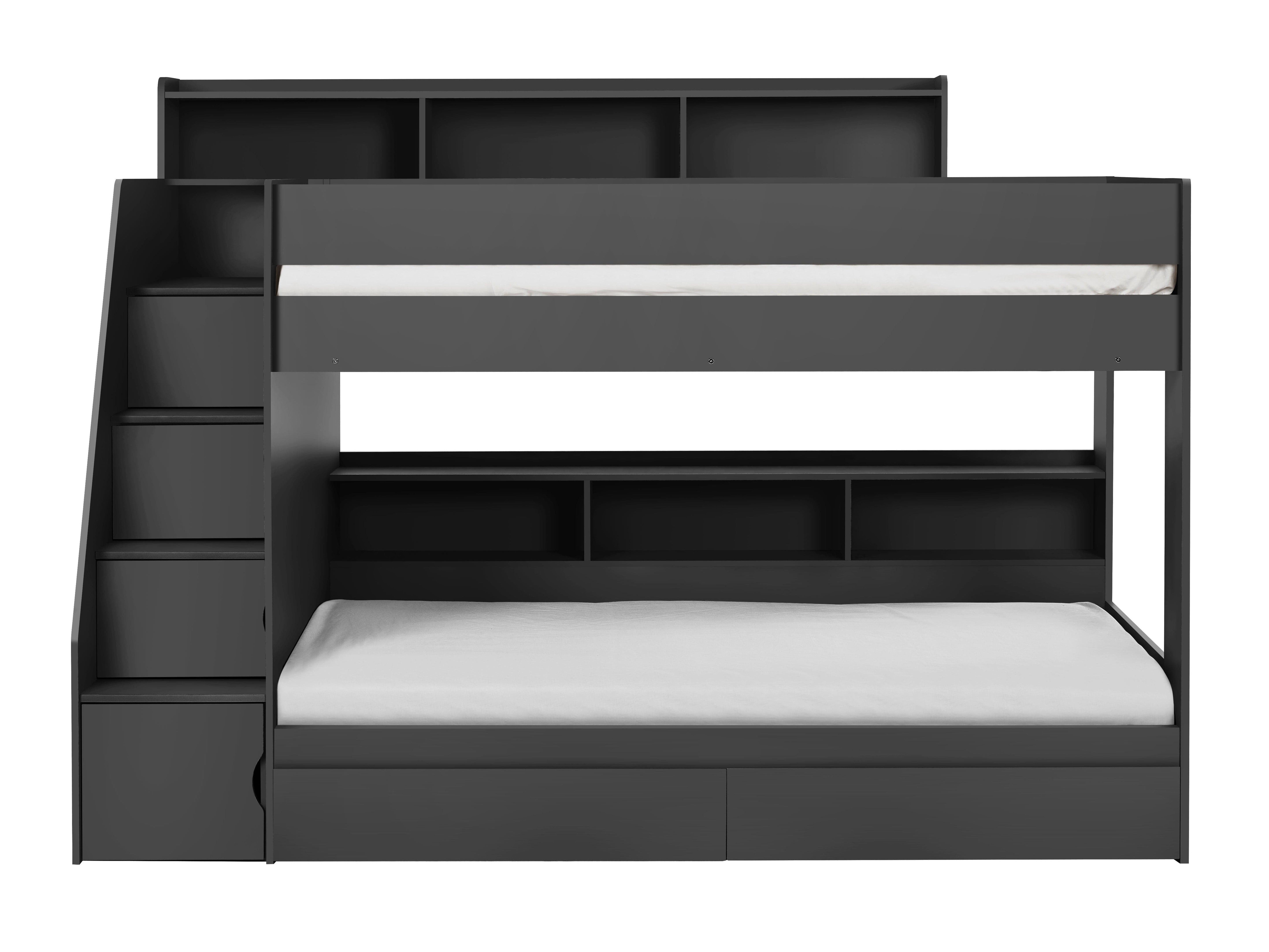 Julian Bowen Bunk Bed Single 90cm 3ft Camelot Staircase Bunk Anthracite Bed Kings