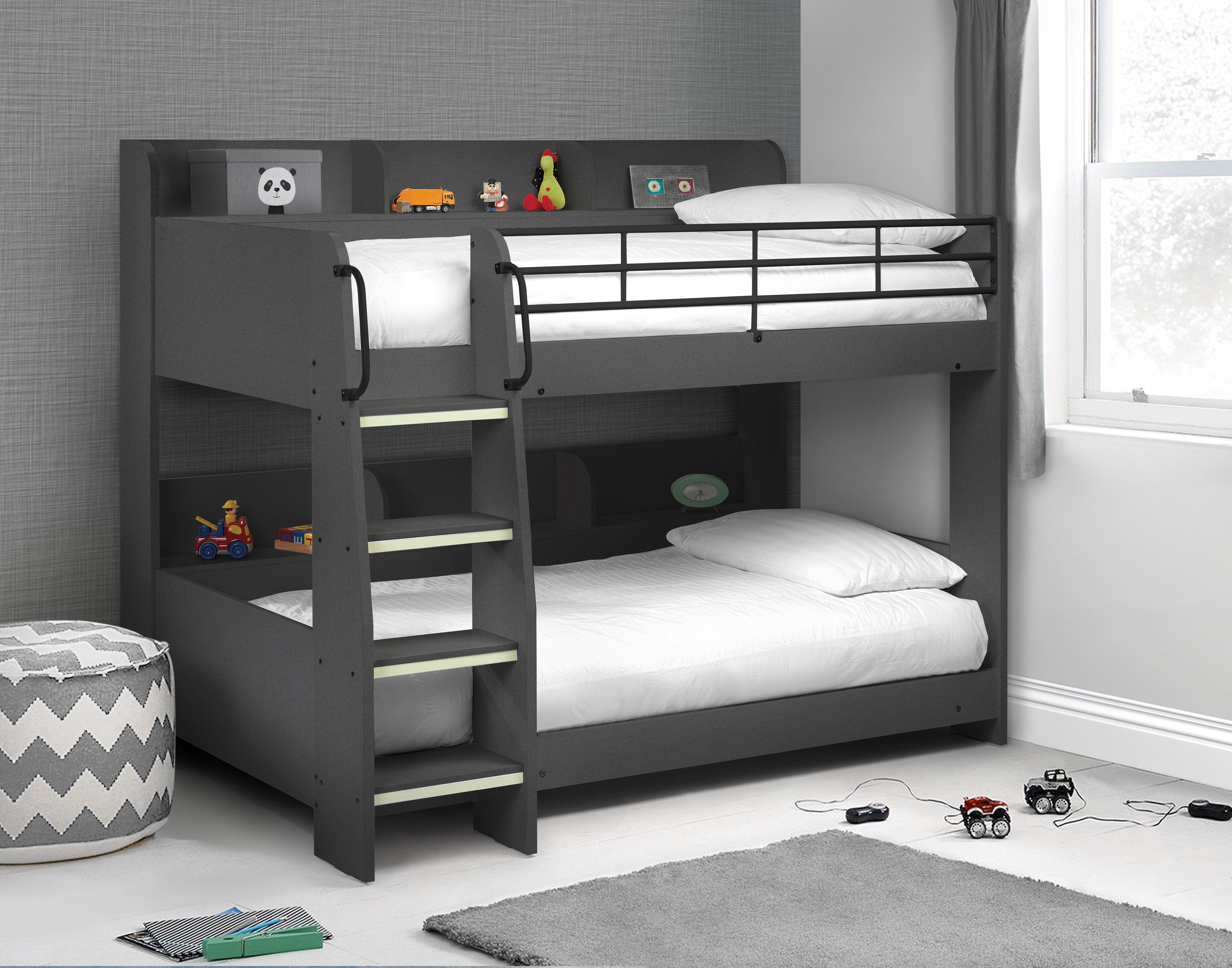 Julian Bowen Bunk Bed Single 90cm 3ft Domino Bunk Anthracite Bed Kings