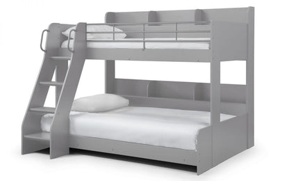 Julian Bowen Bunk Bed Single 90cm 3ft Domino Triple Sleeper Light Grey Bed Kings