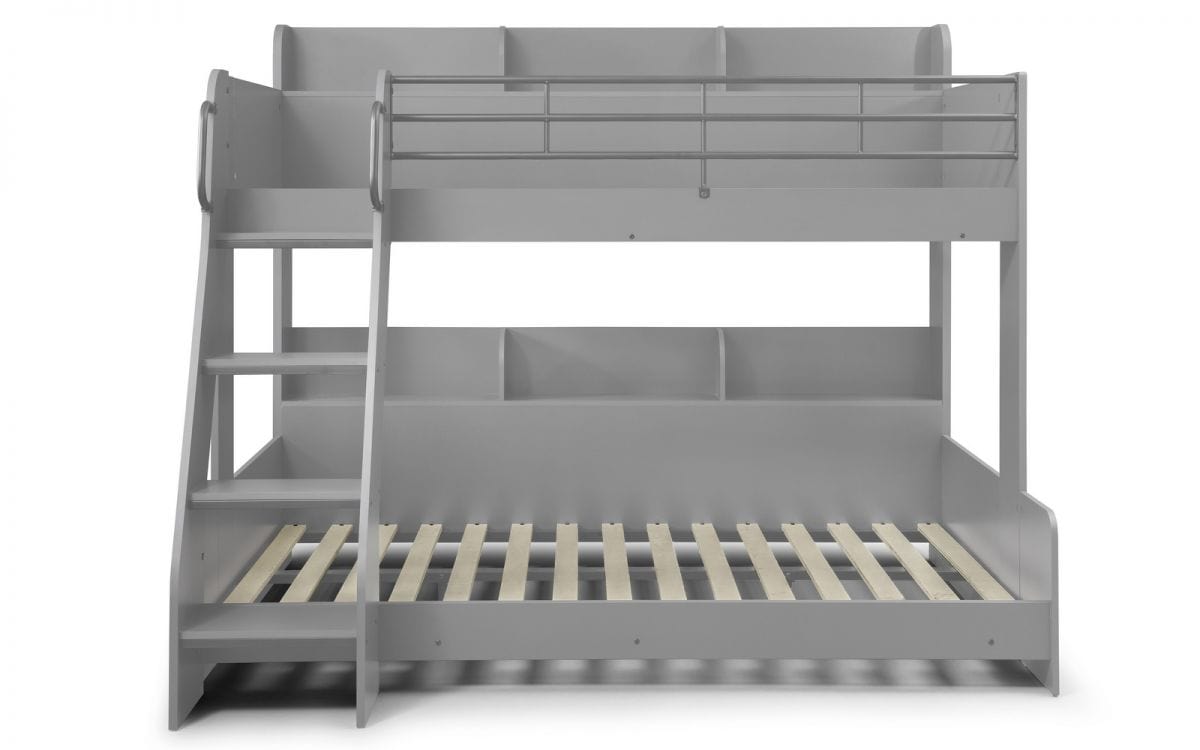 Julian Bowen Bunk Bed Single 90cm 3ft Domino Triple Sleeper Light Grey Bed Kings