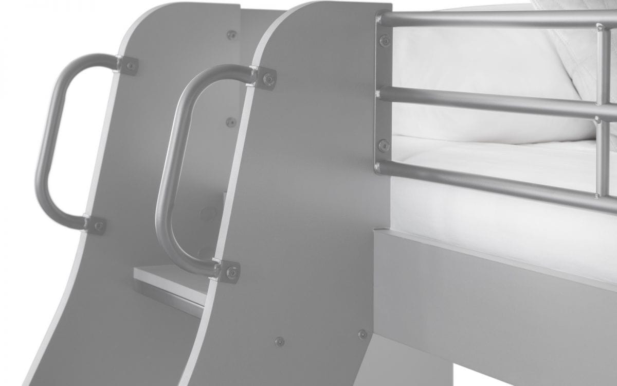 Julian Bowen Bunk Bed Single 90cm 3ft Domino Triple Sleeper Light Grey Bed Kings