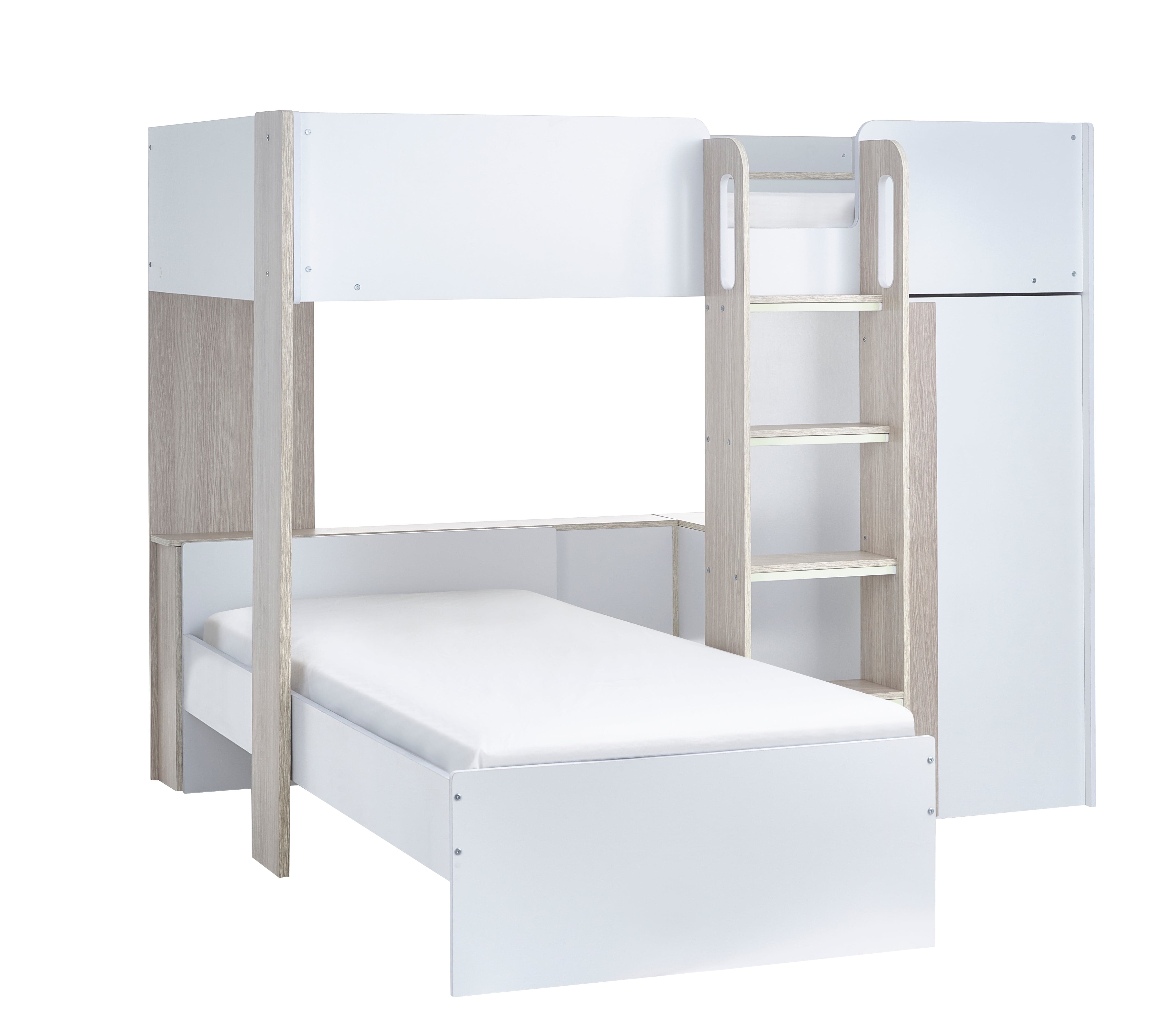 Julian Bowen Bunk Bed Single 90cm 3ft Horizon Bunk Bed - Pale Wood And White Bed Kings