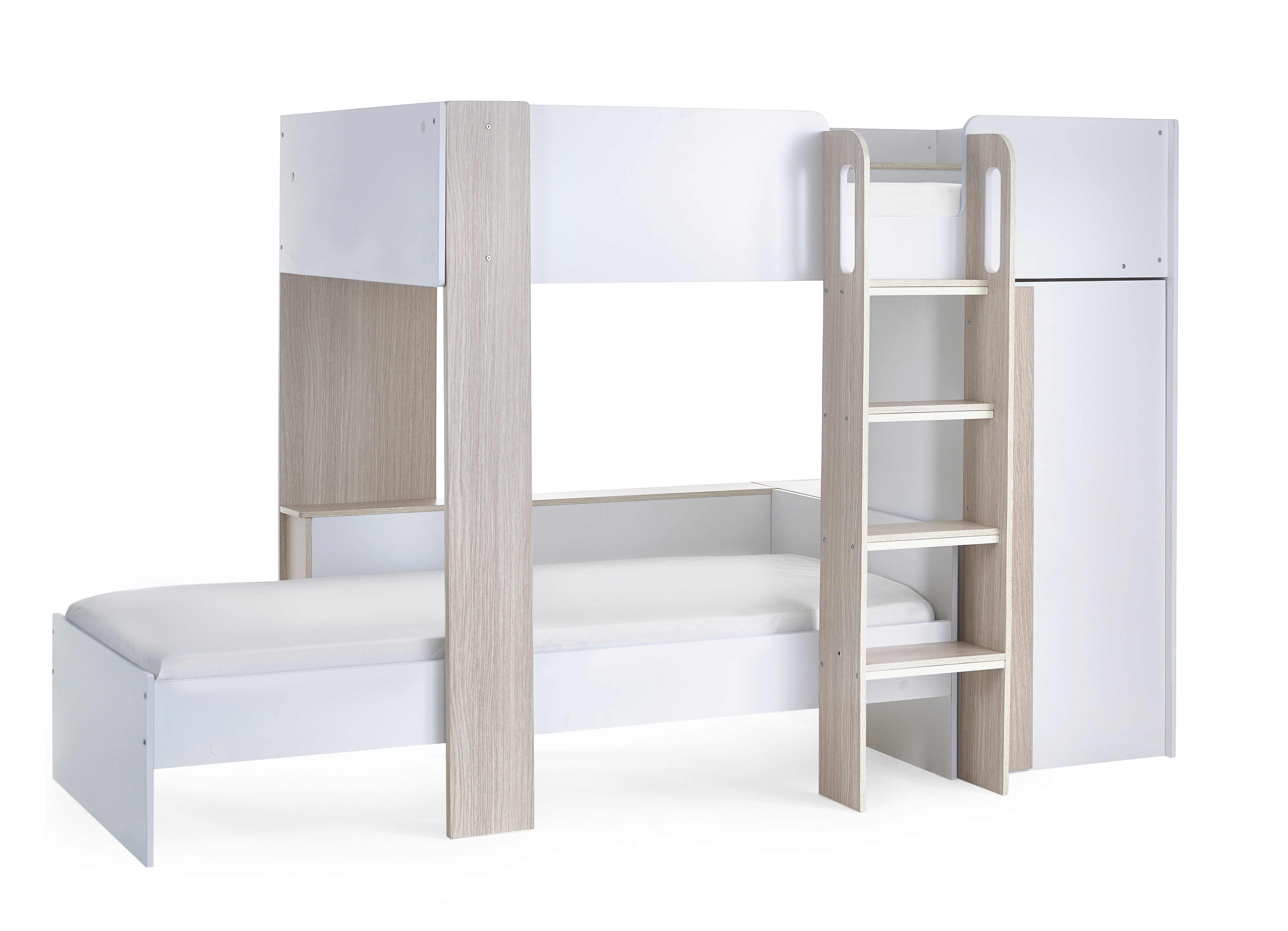 Julian Bowen Bunk Bed Single 90cm 3ft Horizon Bunk Bed - Pale Wood And White Bed Kings