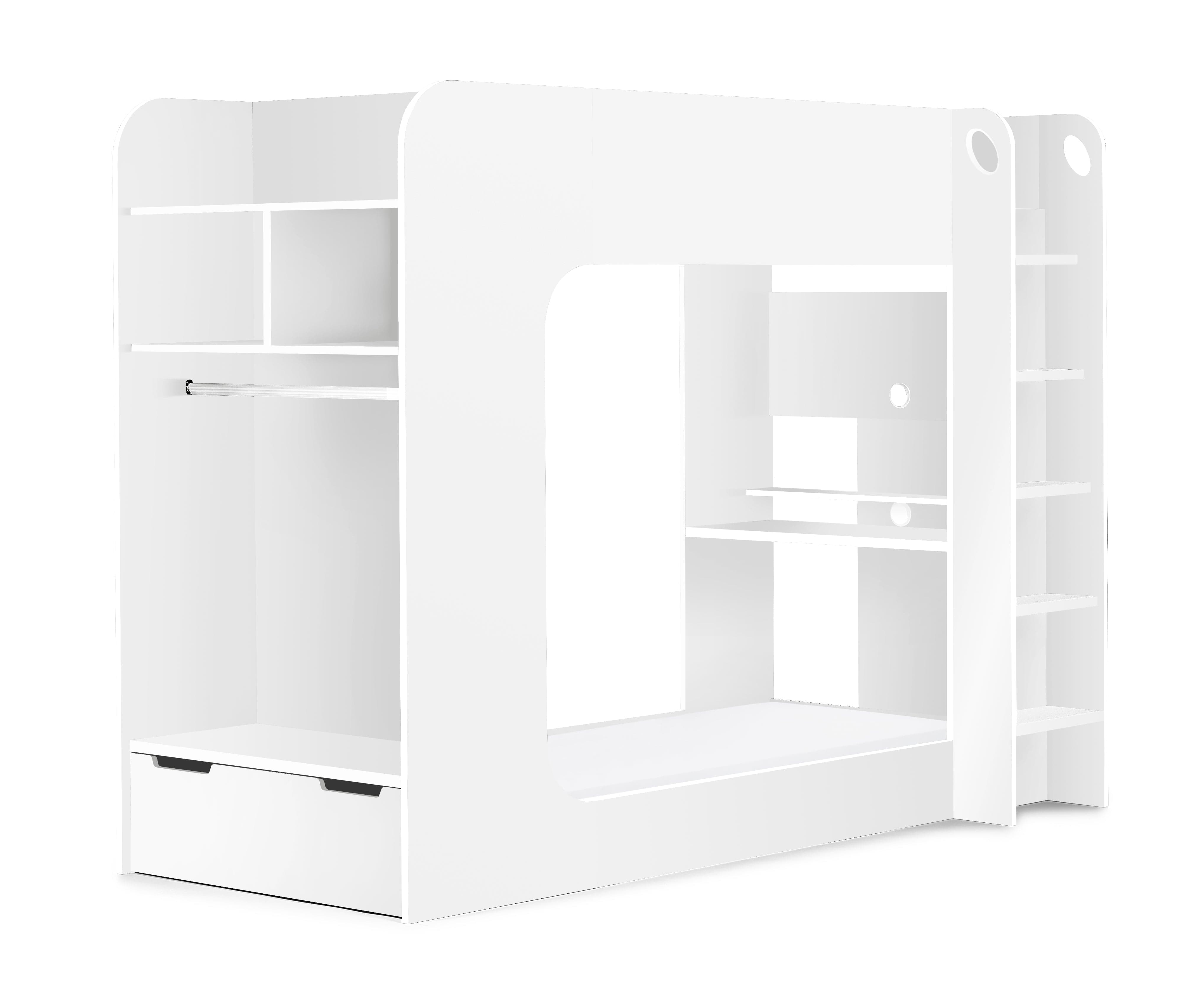 Julian Bowen Bunk Bed Single 90cm 3ft Impact Gaming Bunk All White Bed Kings