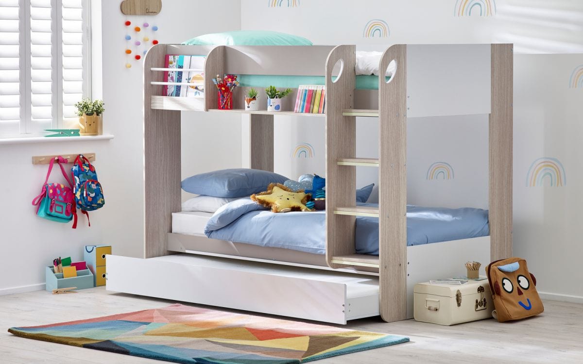 Julian Bowen Bunk Bed Single 90cm 3ft Mars Bunk & Underbed Bunk Bed Taupe Bed Kings