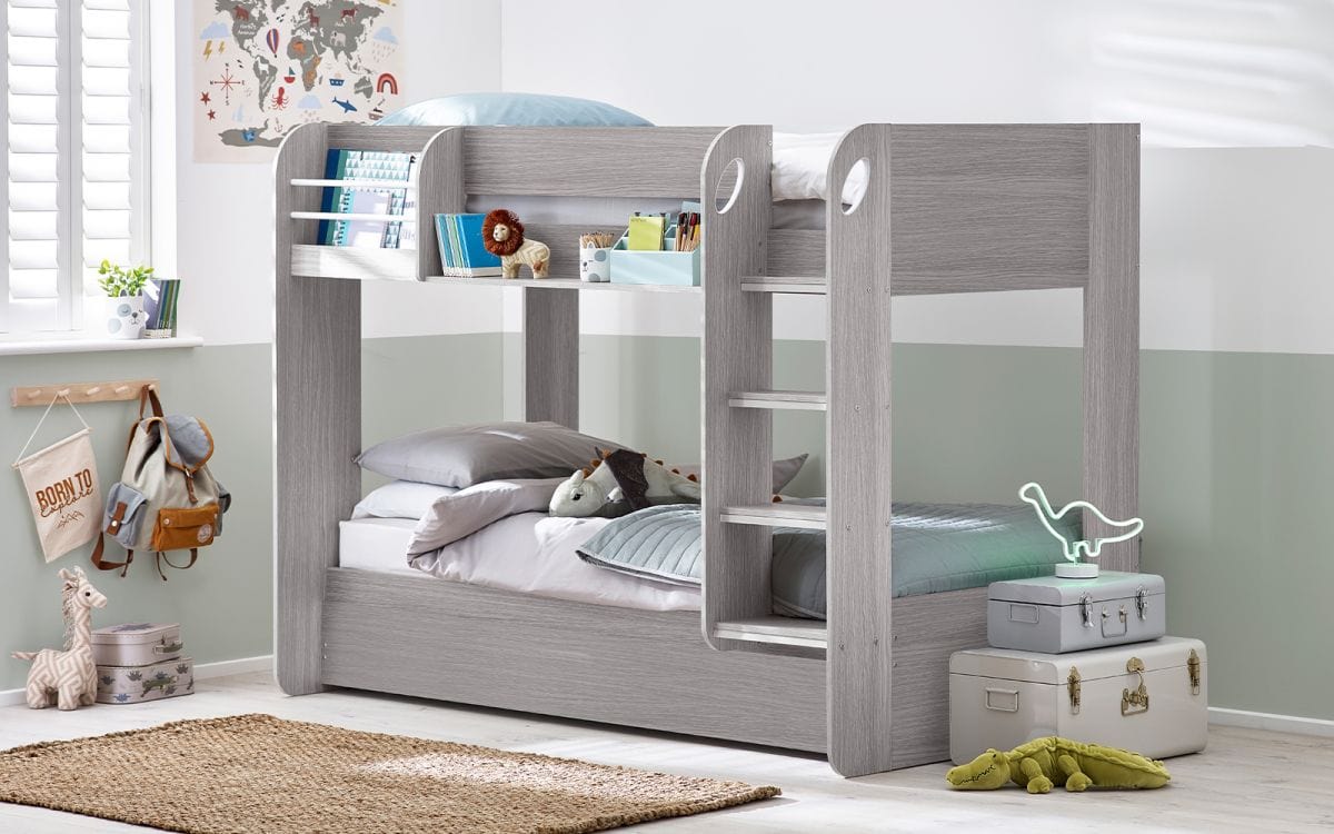 Julian Bowen Bunk Bed Single 90cm 3ft Mars Bunk & Underbed Grey Oak Bed Kings