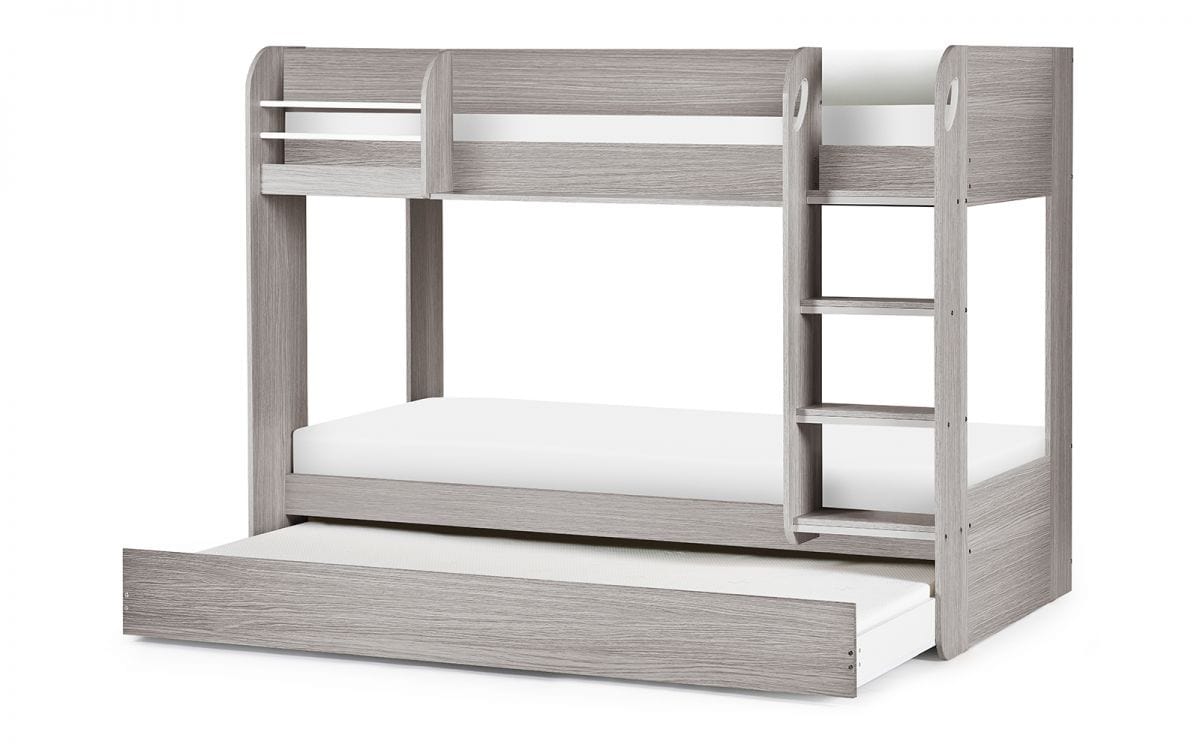 Julian Bowen Bunk Bed Single 90cm 3ft Mars Bunk & Underbed Grey Oak Bed Kings