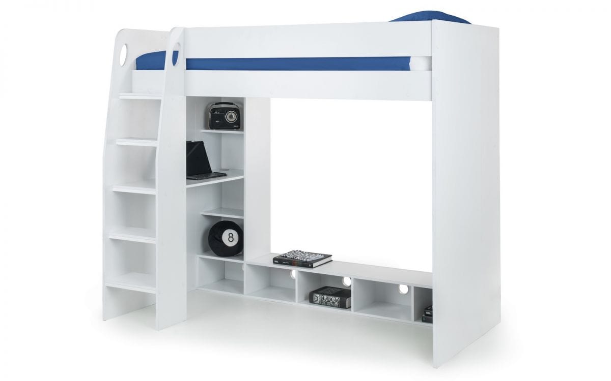 Julian Bowen Bunk Bed Single 90cm 3ft Nebula Gaming Bed - White Bed Kings