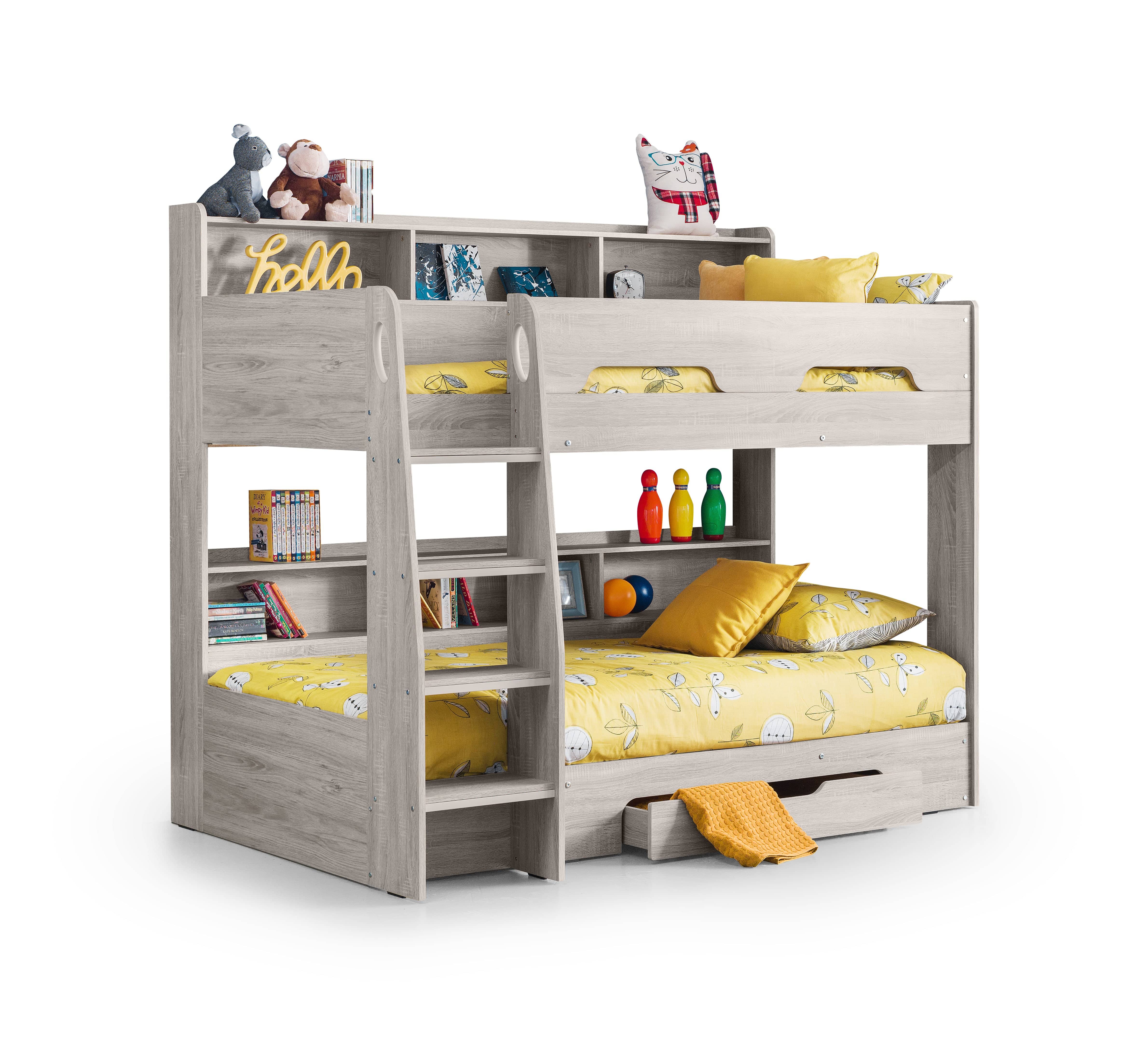 Julian Bowen Bunk Bed Single 90cm 3ft Orion Bunk Bed - Grey Oak Bed Kings