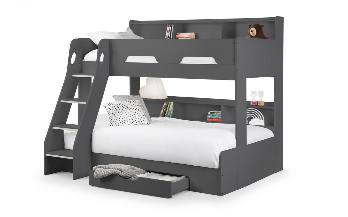 Julian Bowen Bunk Bed Single 90cm 3ft Orion Triple Sleeper Anthracite Bed Kings