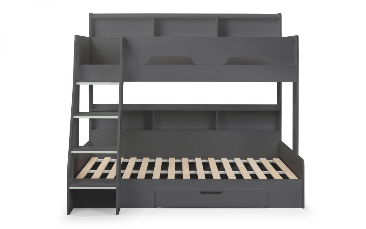 Julian Bowen Bunk Bed Single 90cm 3ft Orion Triple Sleeper Anthracite Bed Kings