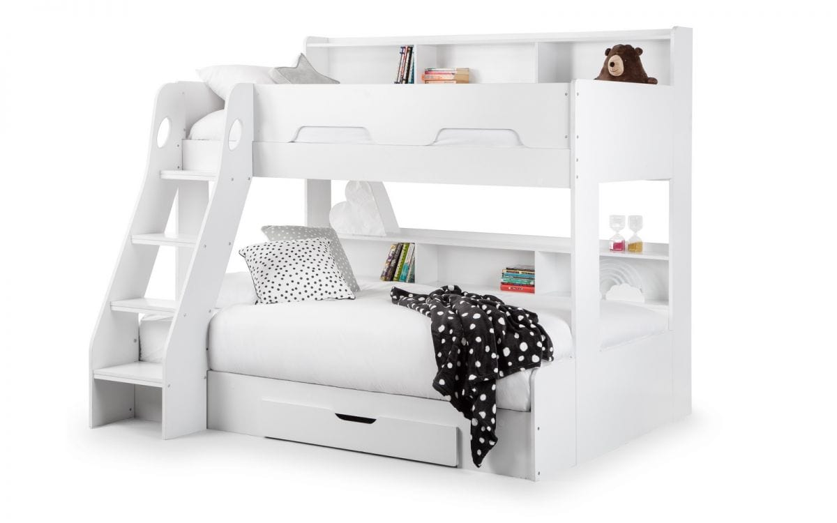 Julian Bowen Bunk Bed Single 90cm 3ft Orion Triple Sleeper White Bed Kings