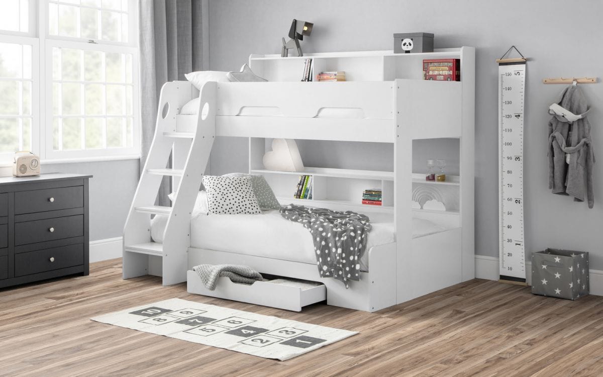 Julian Bowen Bunk Bed Single 90cm 3ft Orion Triple Sleeper White Bed Kings