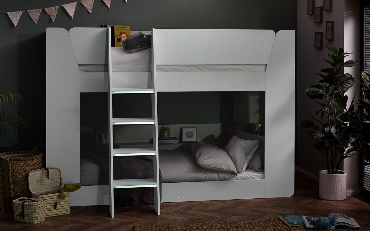 Julian Bowen Bunk Bed Single 90cm 3ft Parsec Bunk Bed All White Bed Kings