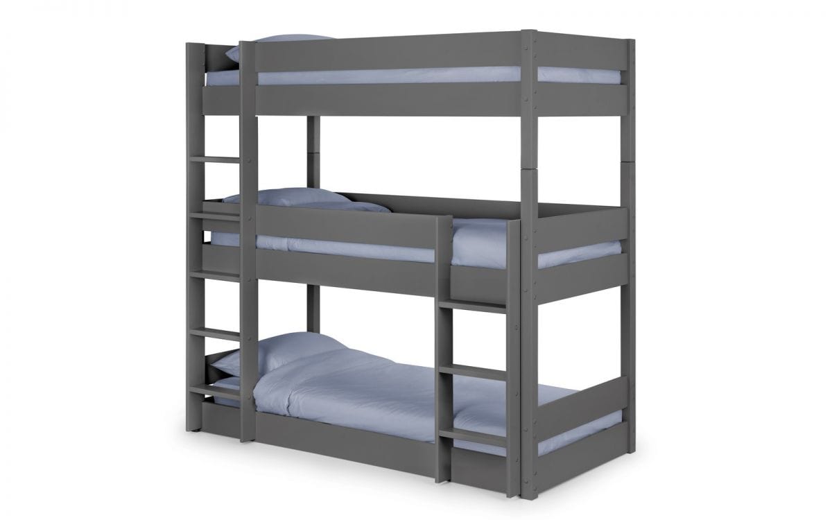 Julian Bowen Bunk Bed Single 90cm 3ft Trio Bunk - Anthracite Bed Kings