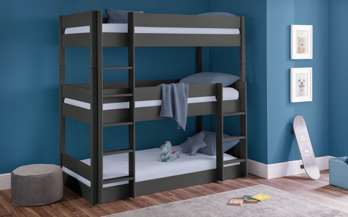 Julian Bowen Bunk Bed Single 90cm 3ft Trio Bunk - Anthracite Bed Kings