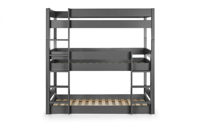 Julian Bowen Bunk Bed Single 90cm 3ft Trio Bunk - Anthracite Bed Kings