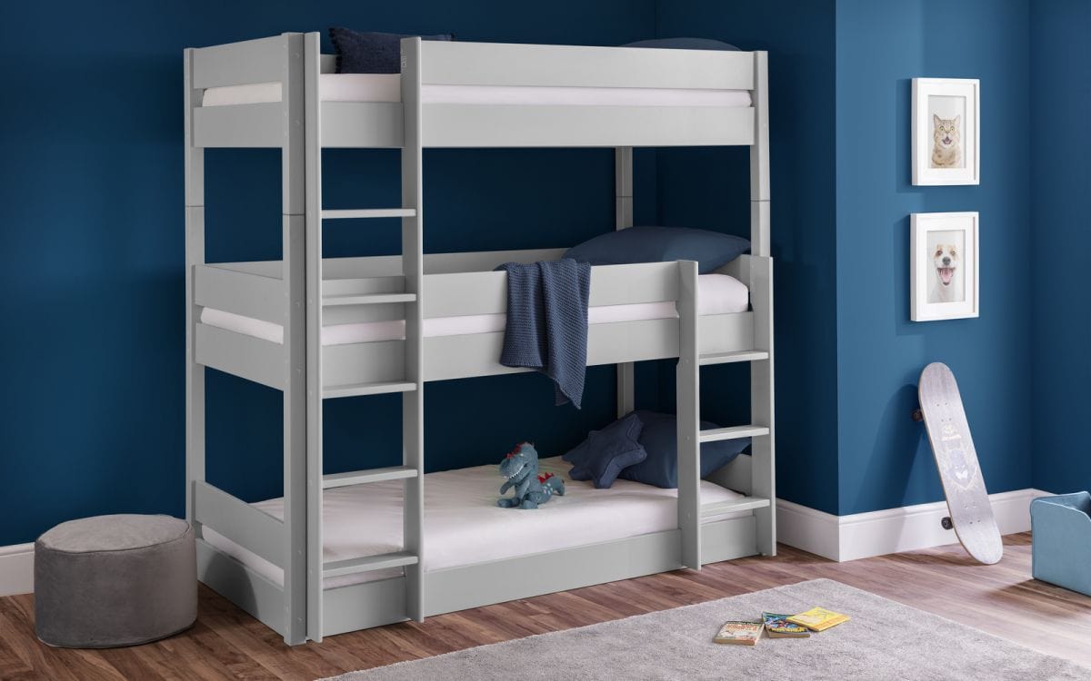 Julian Bowen Bunk Bed Single 90cm 3ft Trio Bunk - Dove Grey Bed Kings