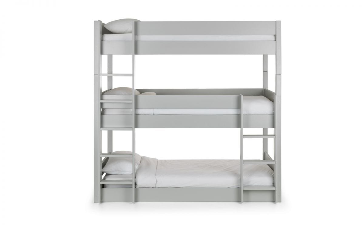 Julian Bowen Bunk Bed Single 90cm 3ft Trio Bunk - Dove Grey Bed Kings