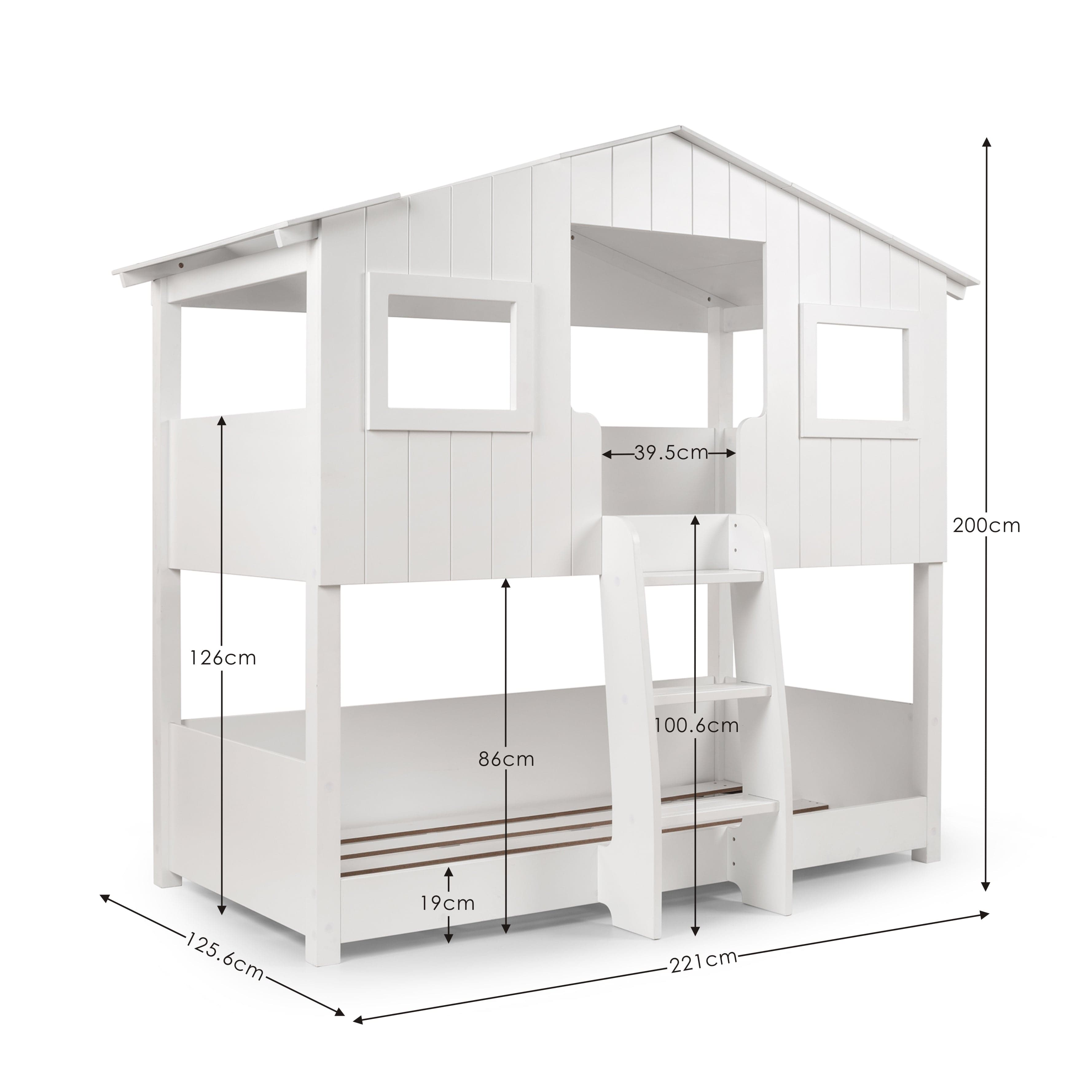 Julian Bowen Bunk Bed Single 90cm 3ft Willow Treehouse Bunk White Bed Kings